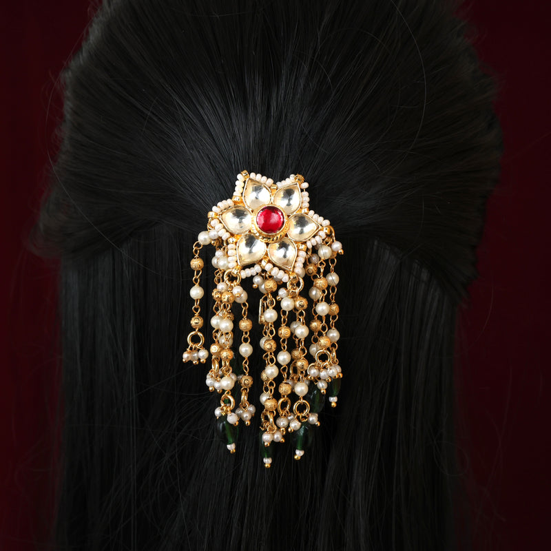 PREMIUM PACHI KUNDAN STAR RAINS SINGLE PIECE BRIDAL CHOTI