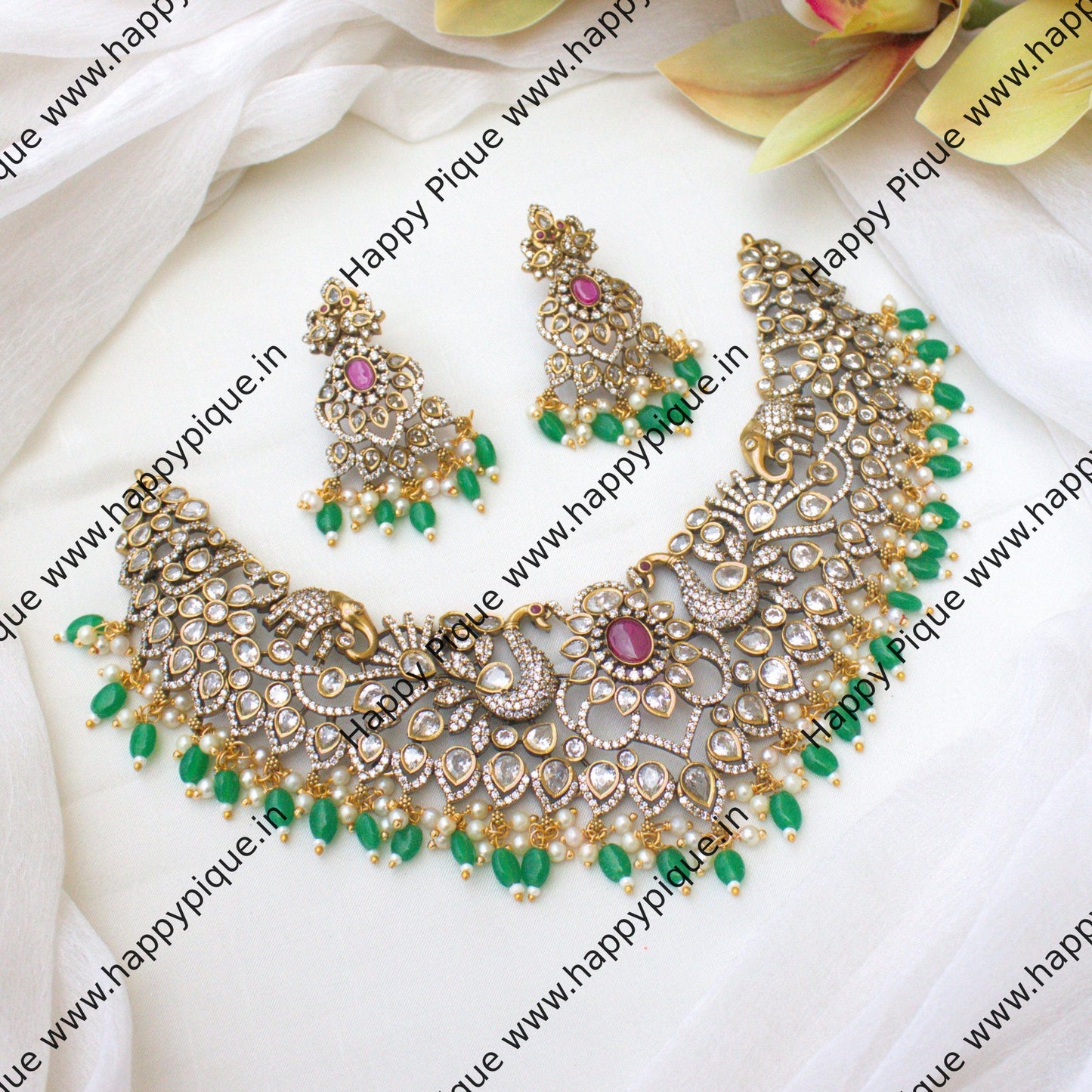 Premium AD Victorian Bridal Choker Set