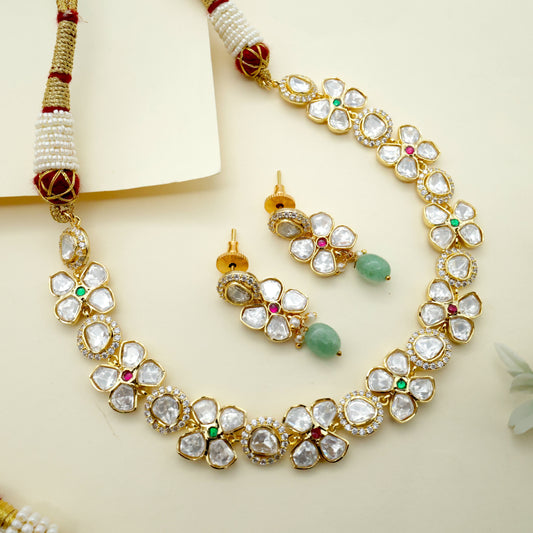 Luxurious Flower Moissanite Bridal Necklace Set