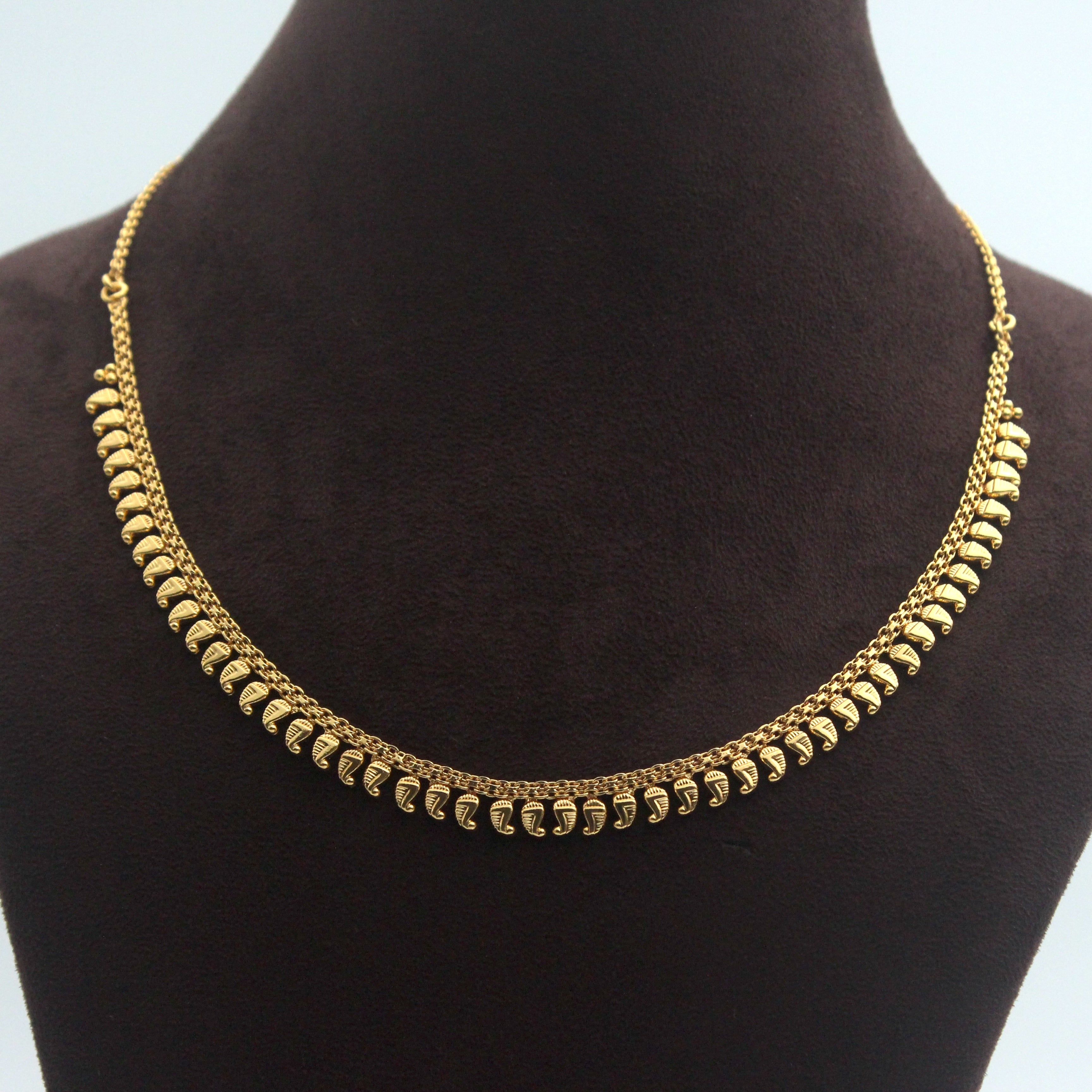 Real Gold Tone Very Lightweight Paisley Maanga Necklace - MNG 3