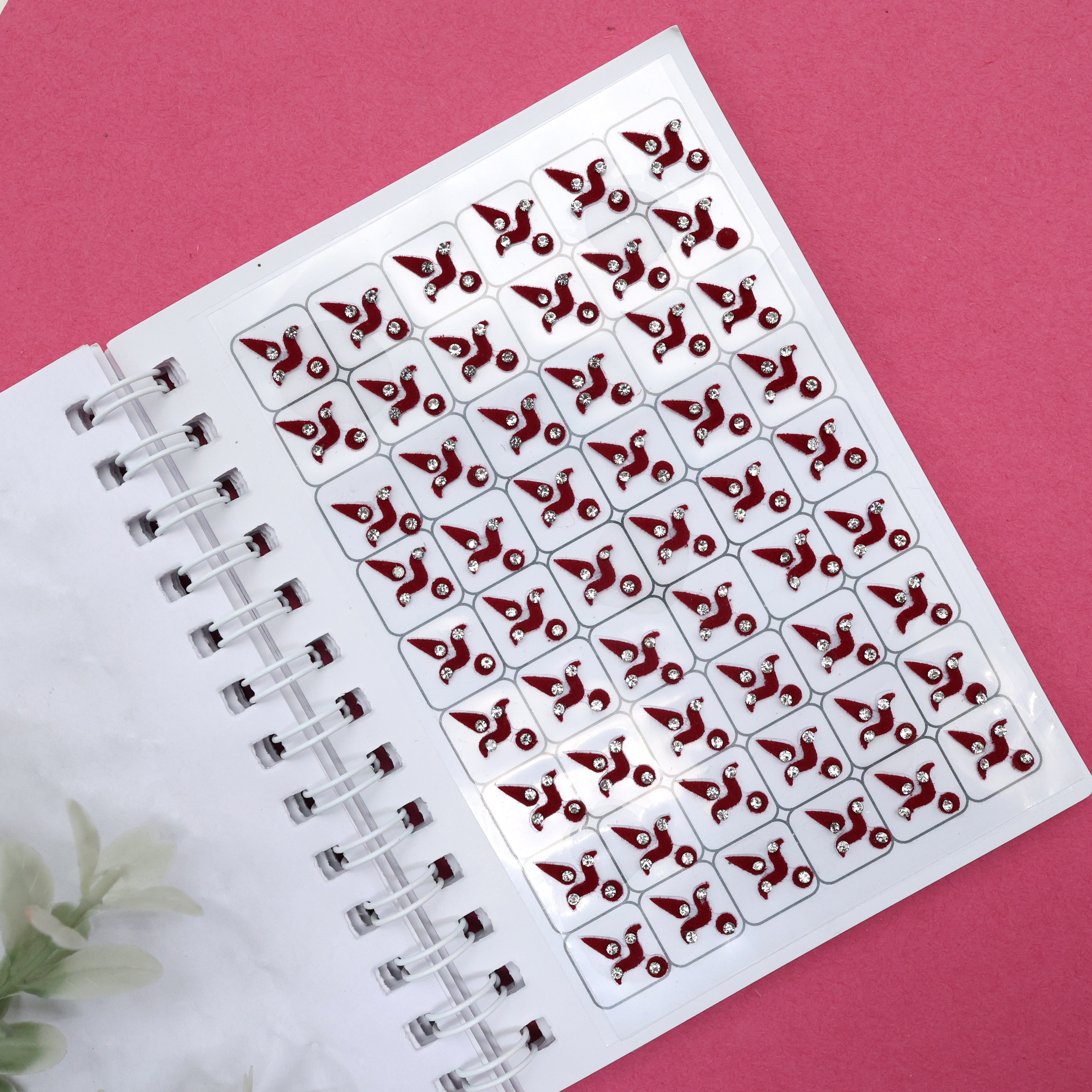 Premium Maroon Stone Work Medium Size Kalayanam Bindis - Kalayana Tilakam Sticker Bindis - K2