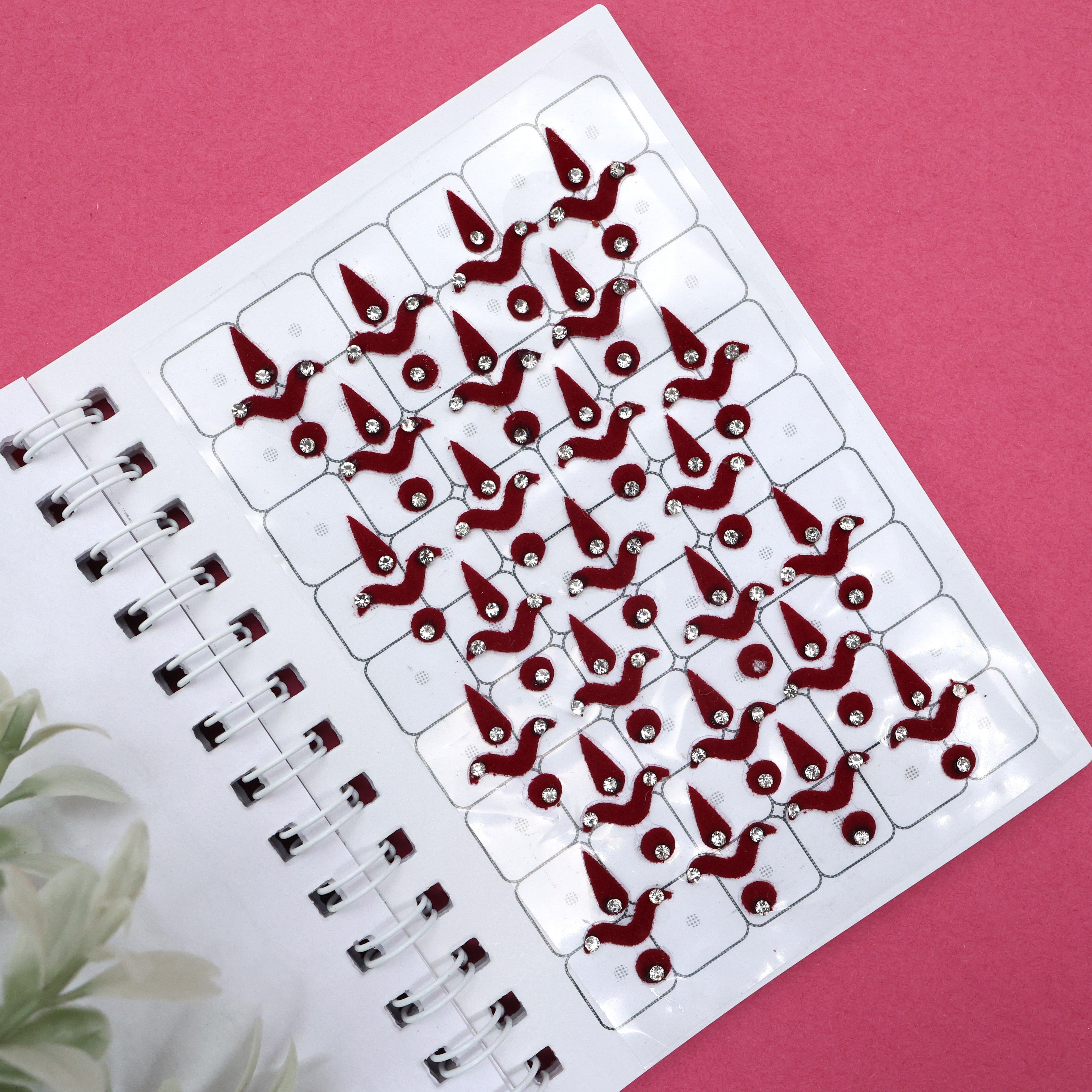 PREMIUM MAROON STONE WORK BIG SIZE KALAYANAM BINDIS - KALAYANA TILAKAM STICKER BINDIS - K4