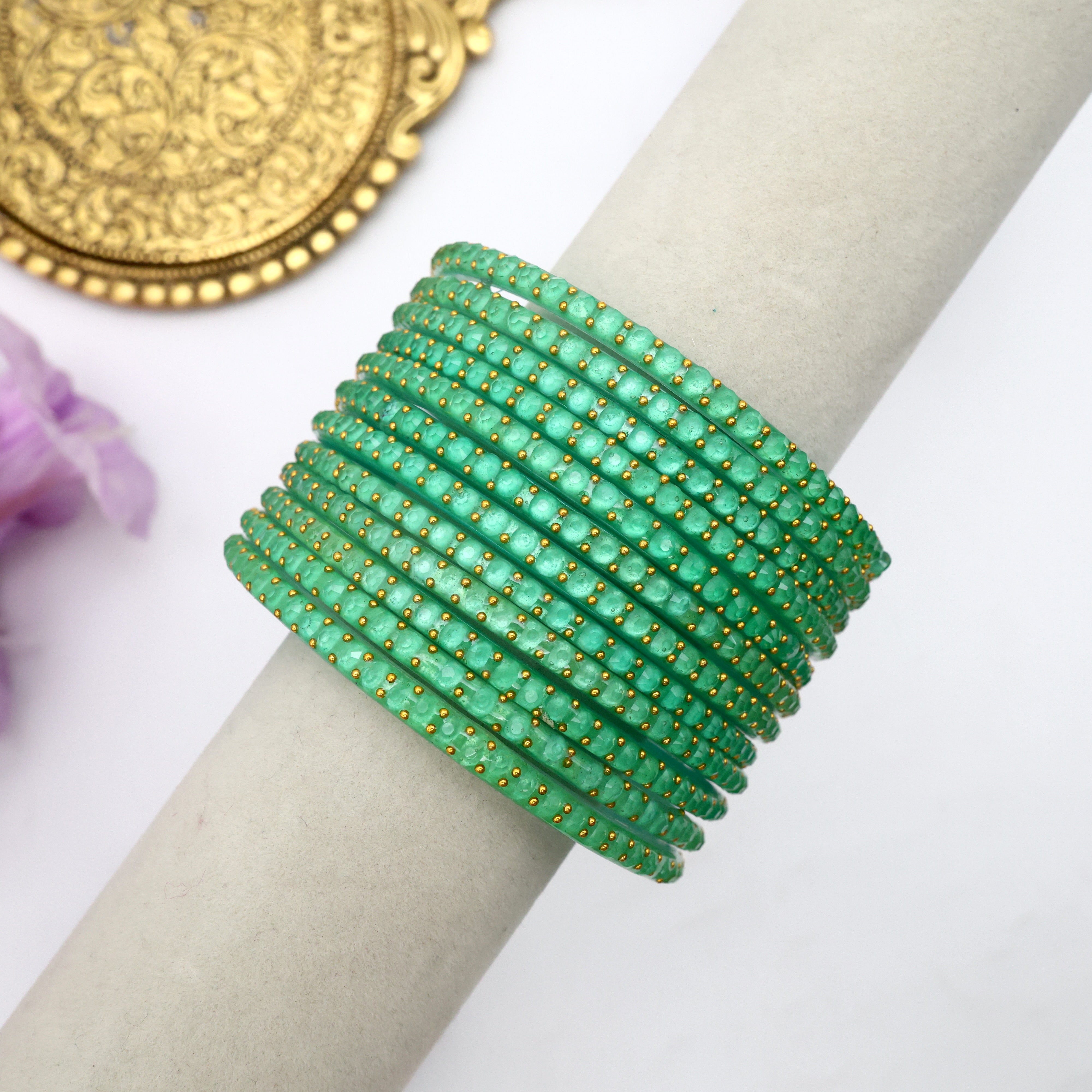Premium Water Drops Glass Bangles - One Dozen