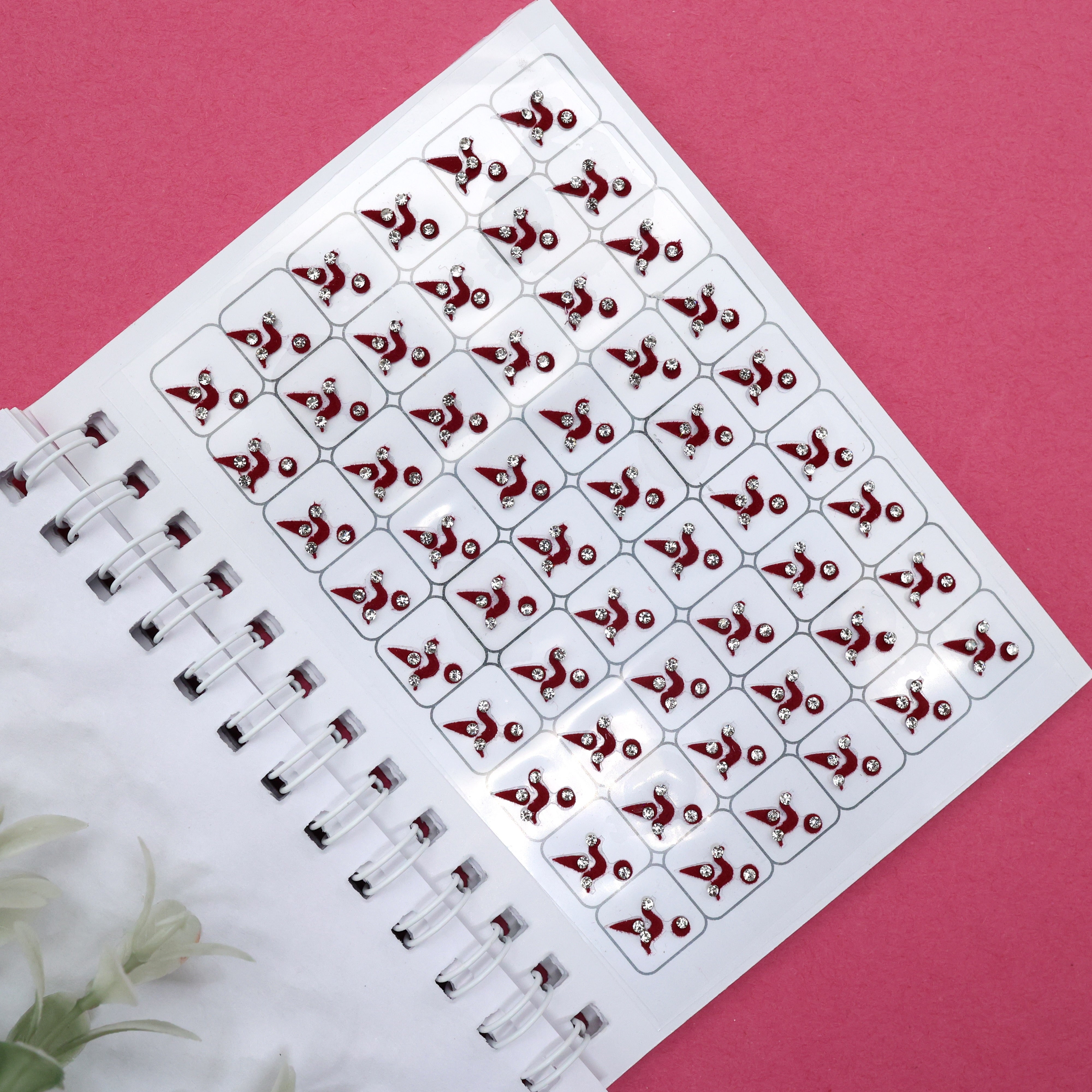 Premium Maroon Stone Work Small Size Kalayanam Bindis - Kalayana Tilakam Sticker Bindis - K1