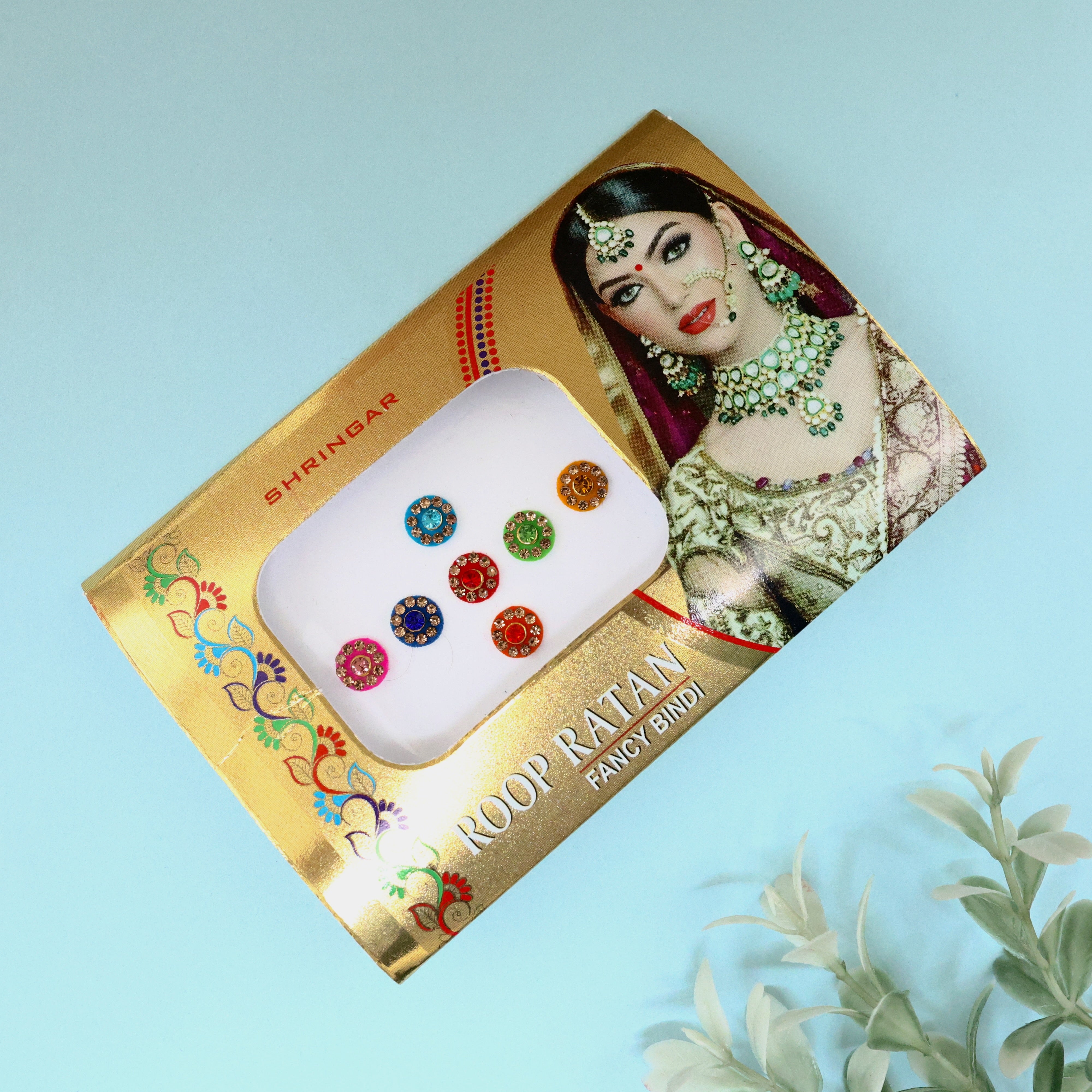 PACK OF 7 PREMIUM STONE WORK ROUND MEDIUM SIZE COLOURFUL BINDI SHEET