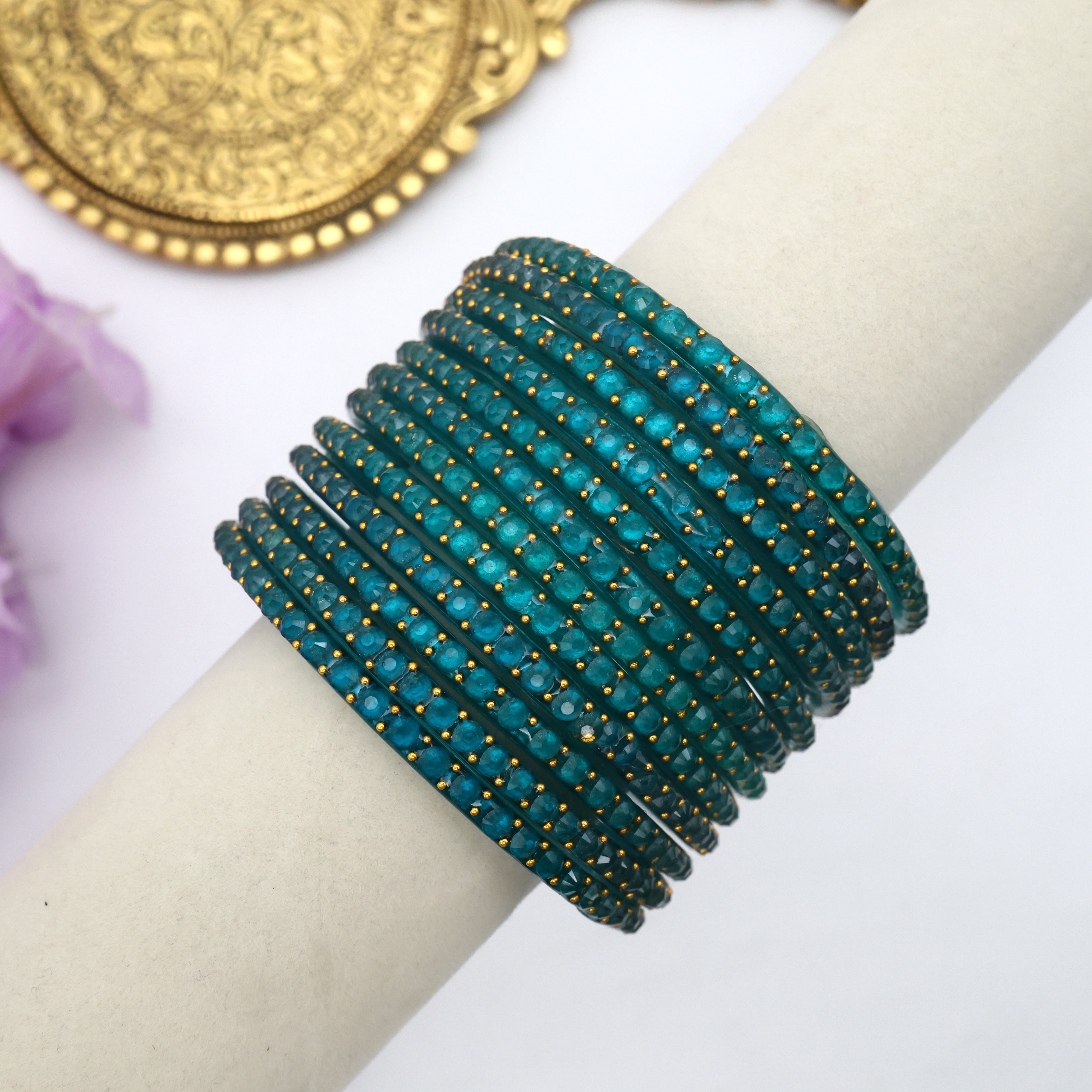 Premium Water Drops Glass Bangles - One Dozen