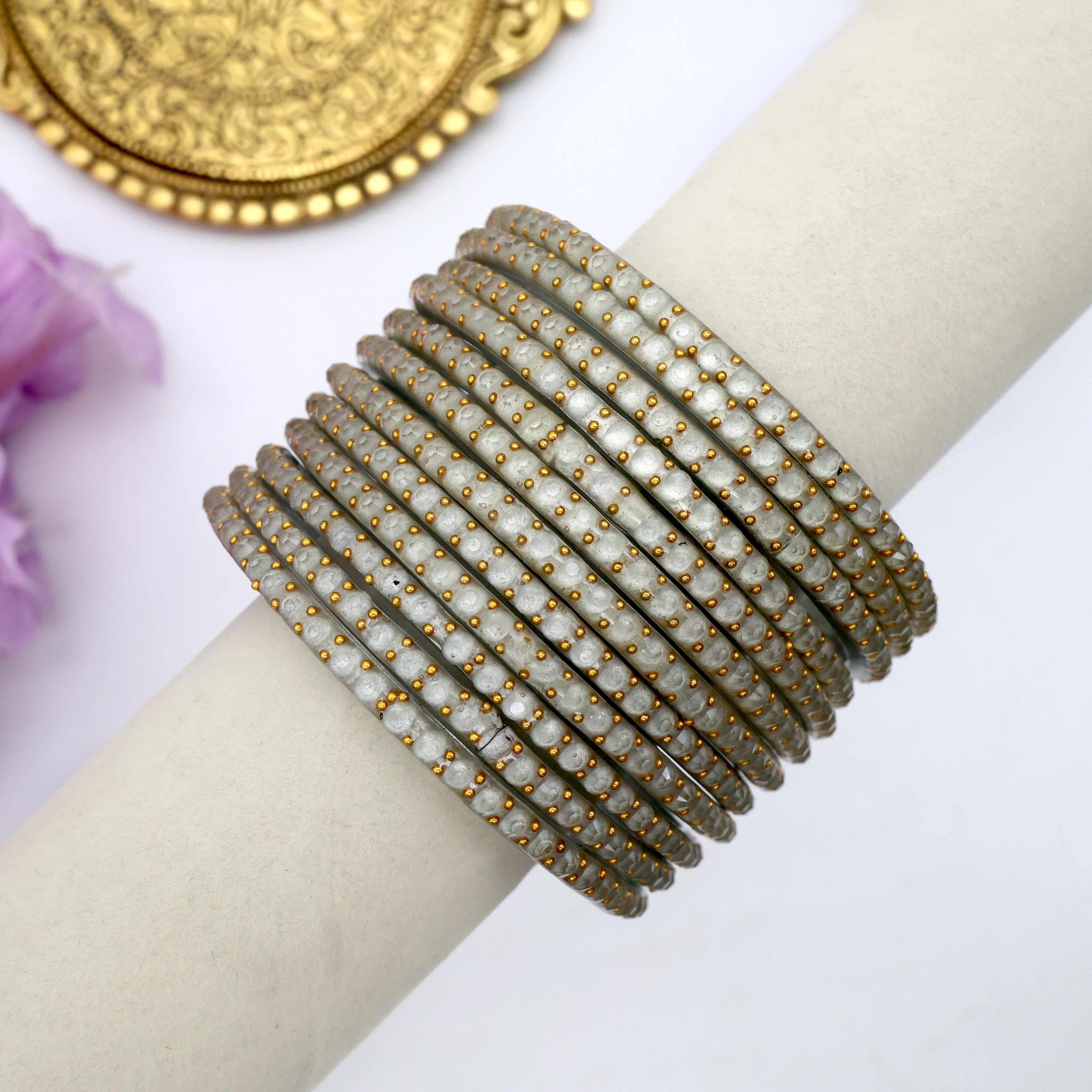 Premium Water Drops Glass Bangles - One Dozen