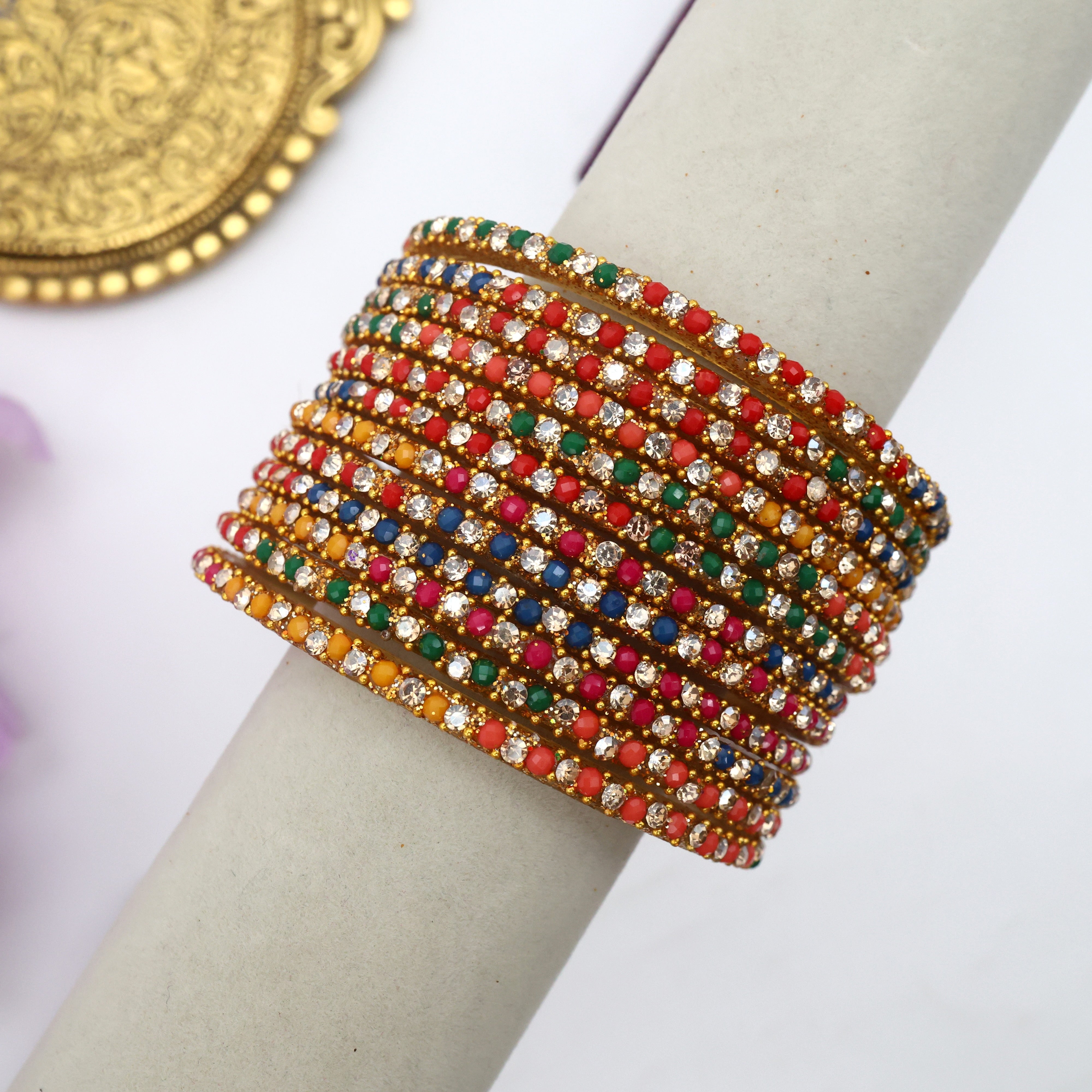 Premium Stonework Water Drop Glass Bangles