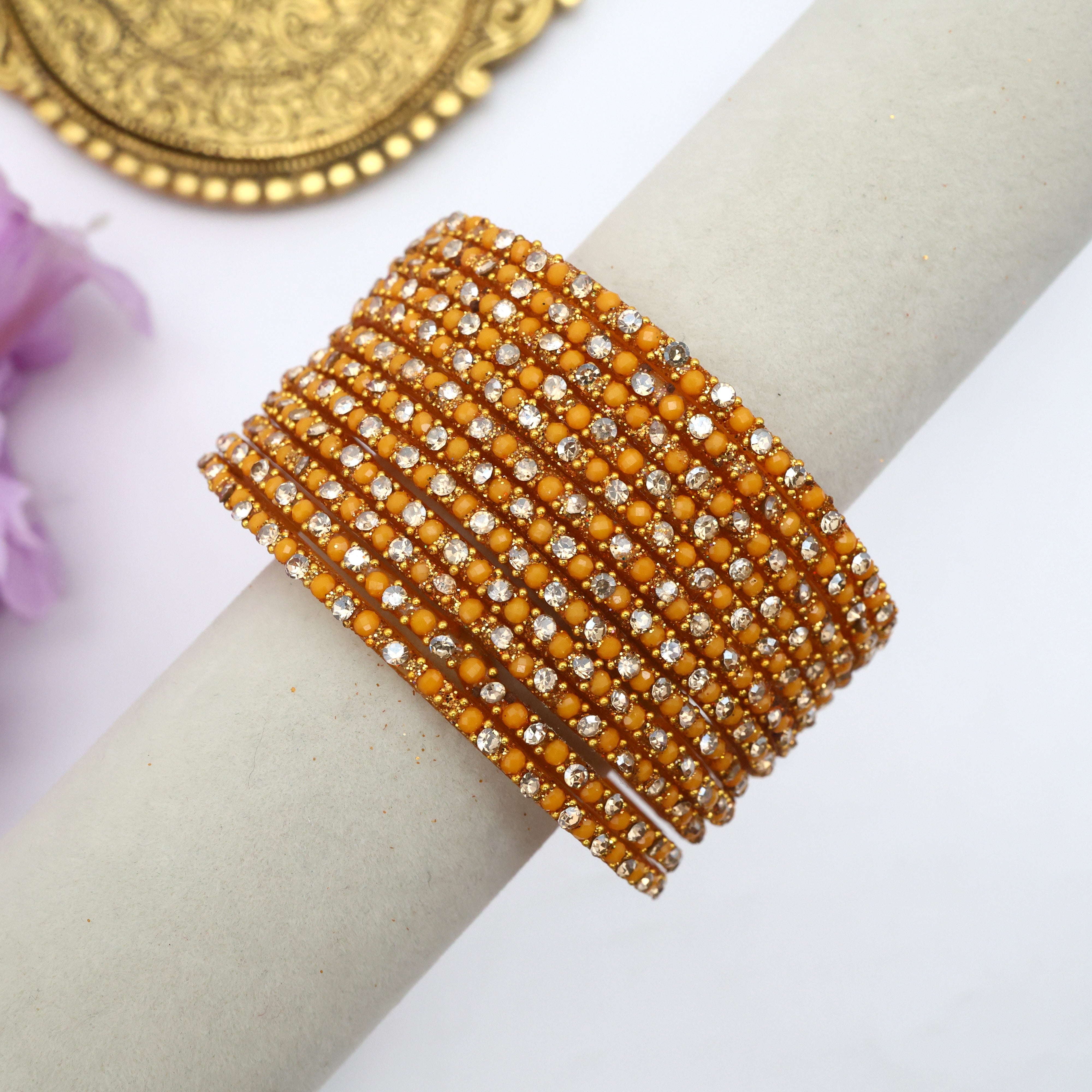 Premium Stonework Water Drop Glass Bangles