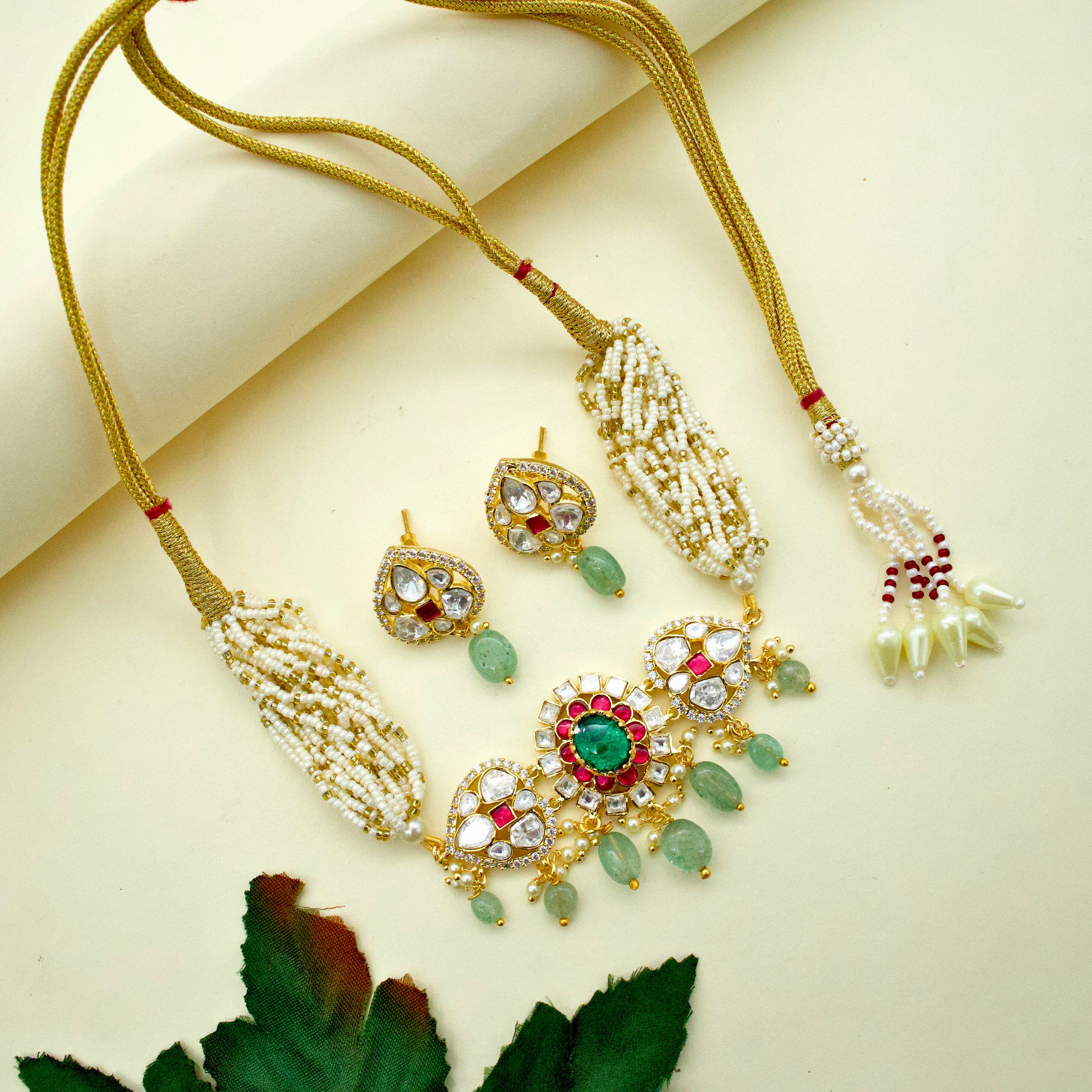 No Figure No Idol Jadau Kundan Pearl Bridal Choker Set