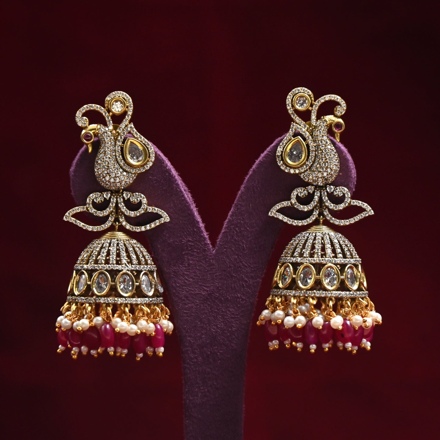 Royal Peacock Long Victorian Bridal Jhumkas