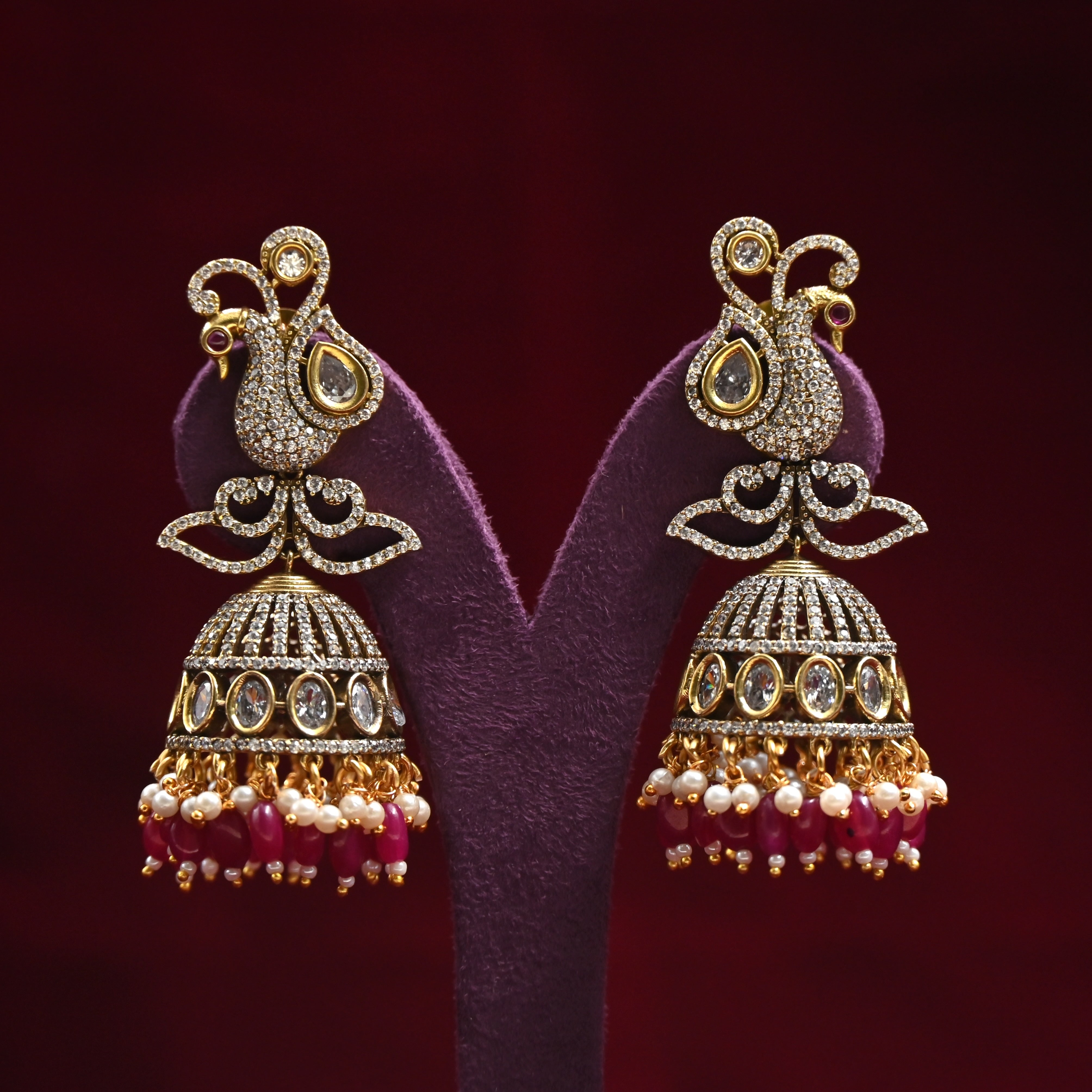 Royal Peacock Long Victorian Bridal Jhumkas