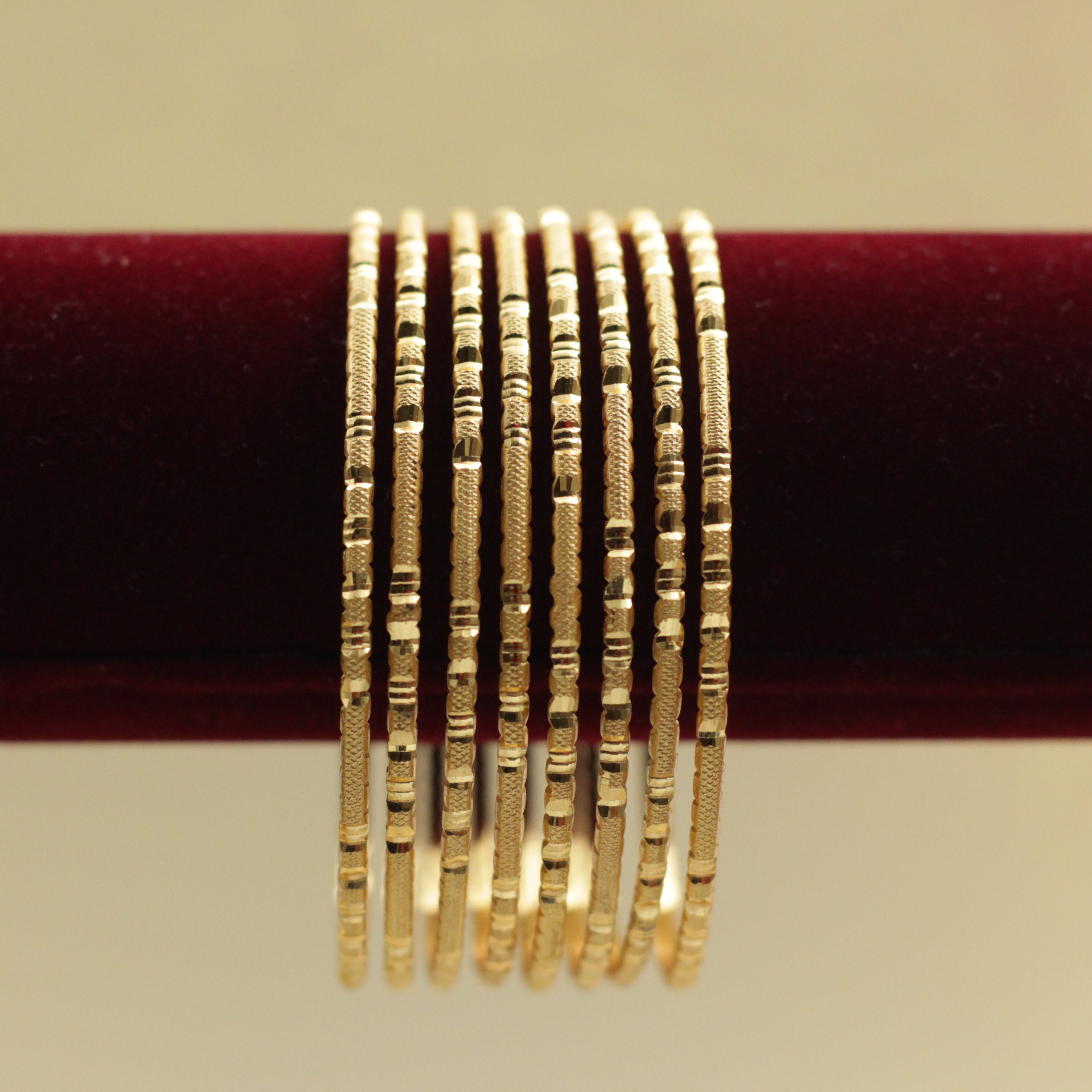 Real Gold Tone Set of 8 Bangles - SS009 - Daily Wear/Office Wear/Function Wear Bangles