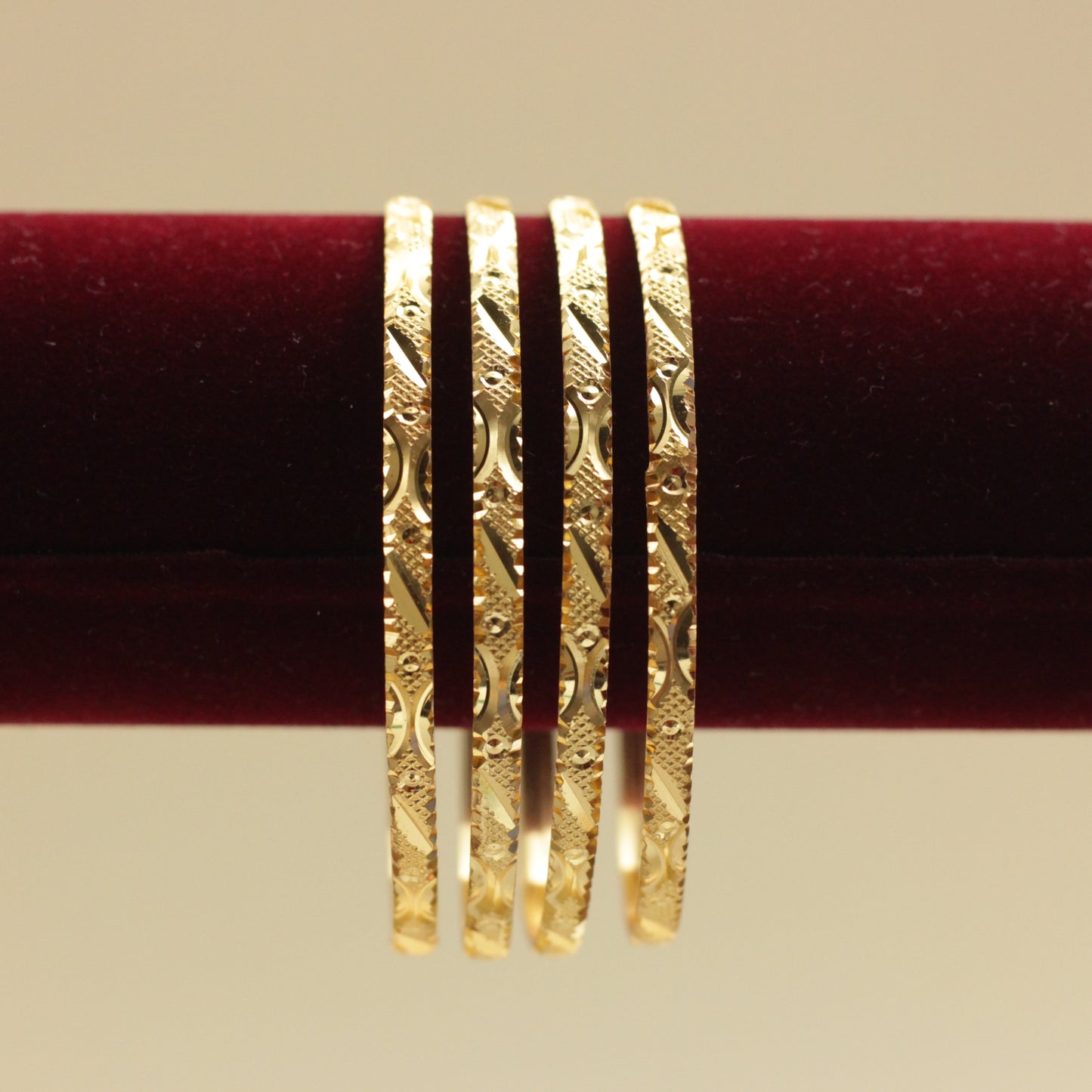 Real Gold Tone Set of 4 Bangles - SS022 - Daily Wear/Office Wear/Function Wear Bangles