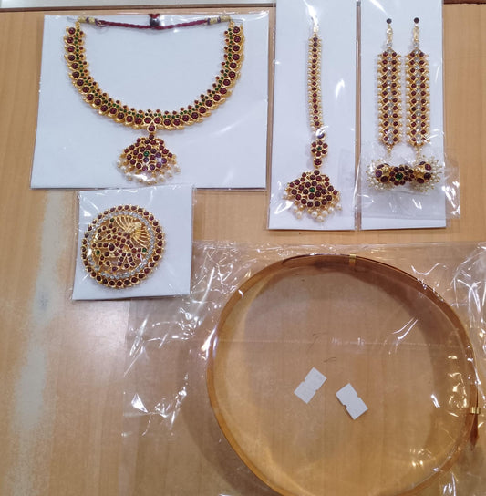 Bharatanatyam Customised Kemp Jewellery Combo - Kids - Rental