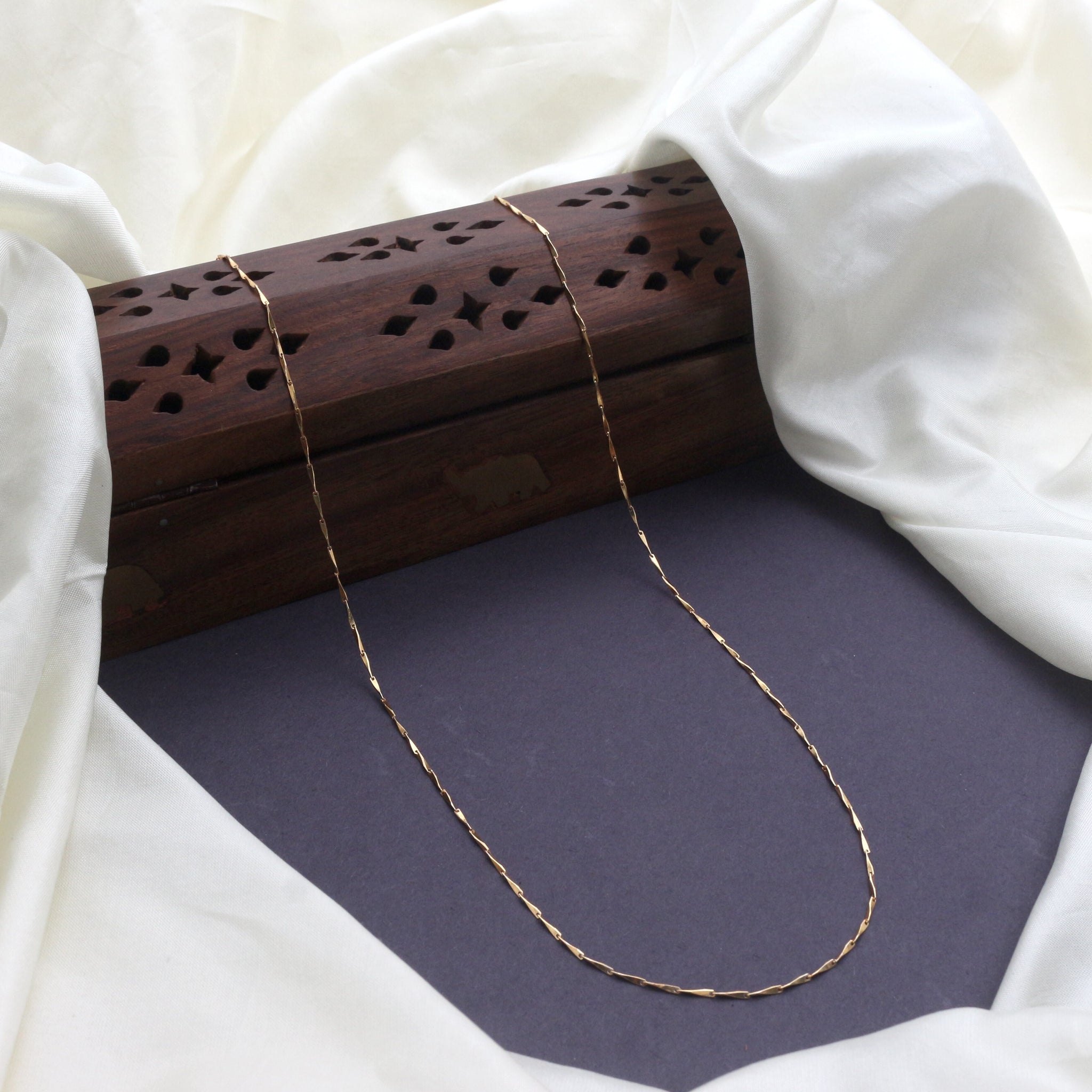 Real Gold Tone Traditional Big Rice Grain Chain - 24 Inches