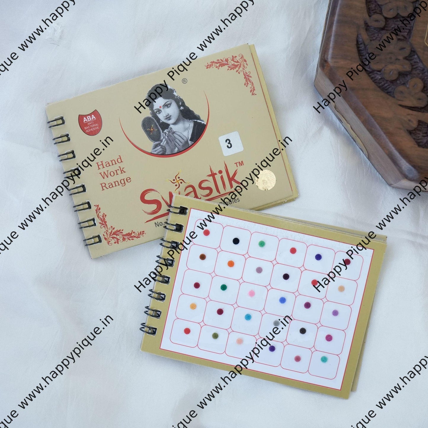 Plain Multicolour Fancy Velvet Bridal Bindis Sticker Kumkum Spiral Book - Size 3 - Swastik