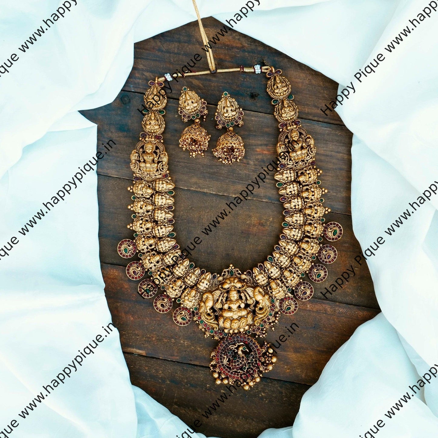 Harini - Heavy Nagas South Indian Temple Kemp Bridal Haaram - Antique Matte Finish