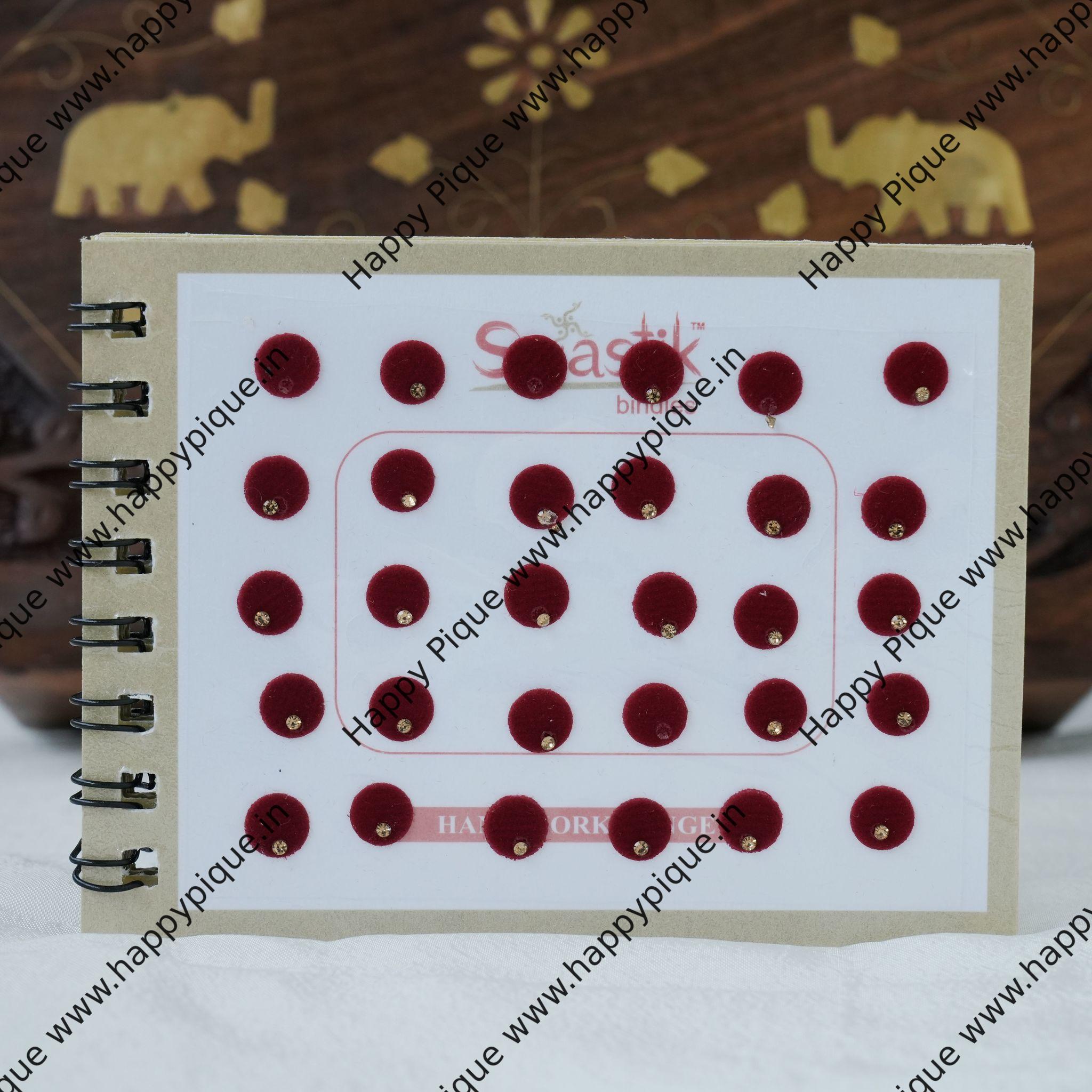 Round Multicolour Single Stone Fancy Velvet Bridal Bindis Sticker Kumkum Spiral Book - Size 7 - Swastik