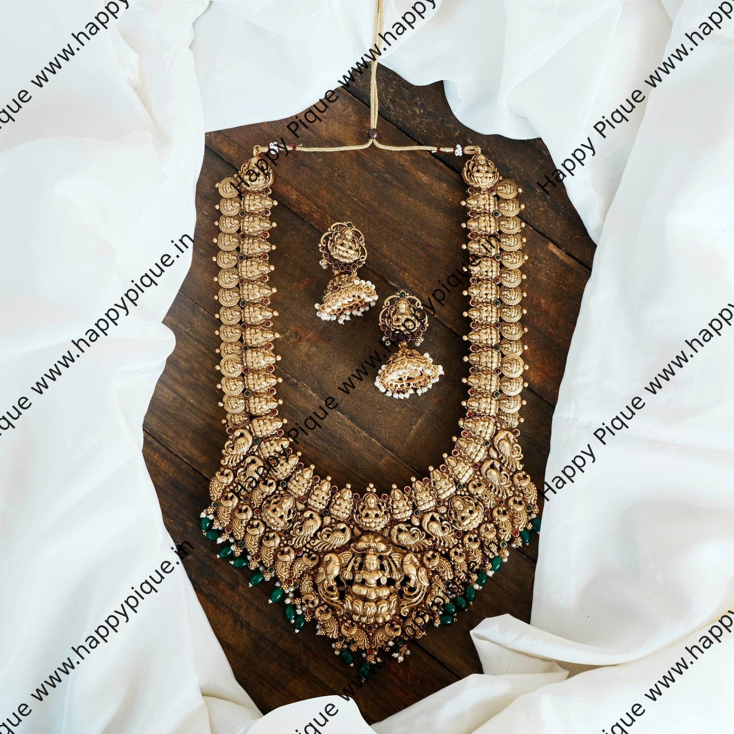 Indira - Heavy Nagas South Indian Temple Bridal Haaram - Antique Gold Finish