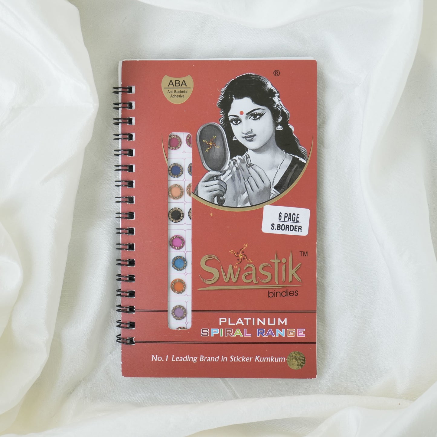 All Size Multicolour Stone Border Fancy Velvet Bridal Bindis Sticker Kumkum Spiral Book - Swastik