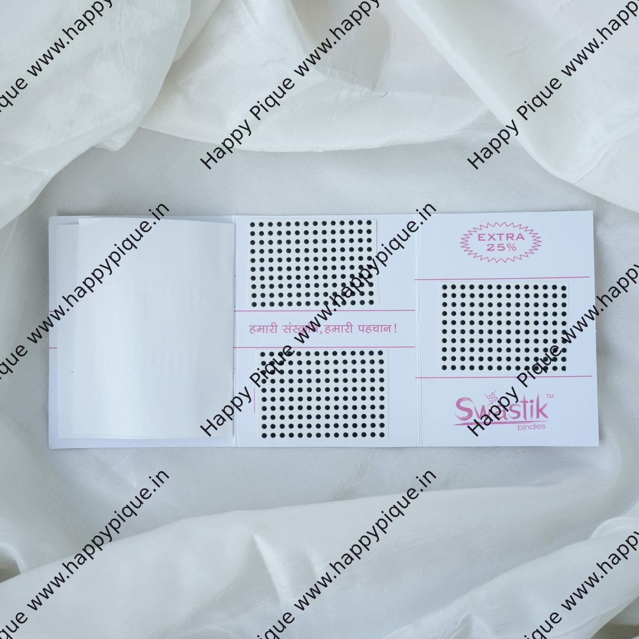 Plain Round Black Bindis Foldable Sheet - Size 2MM