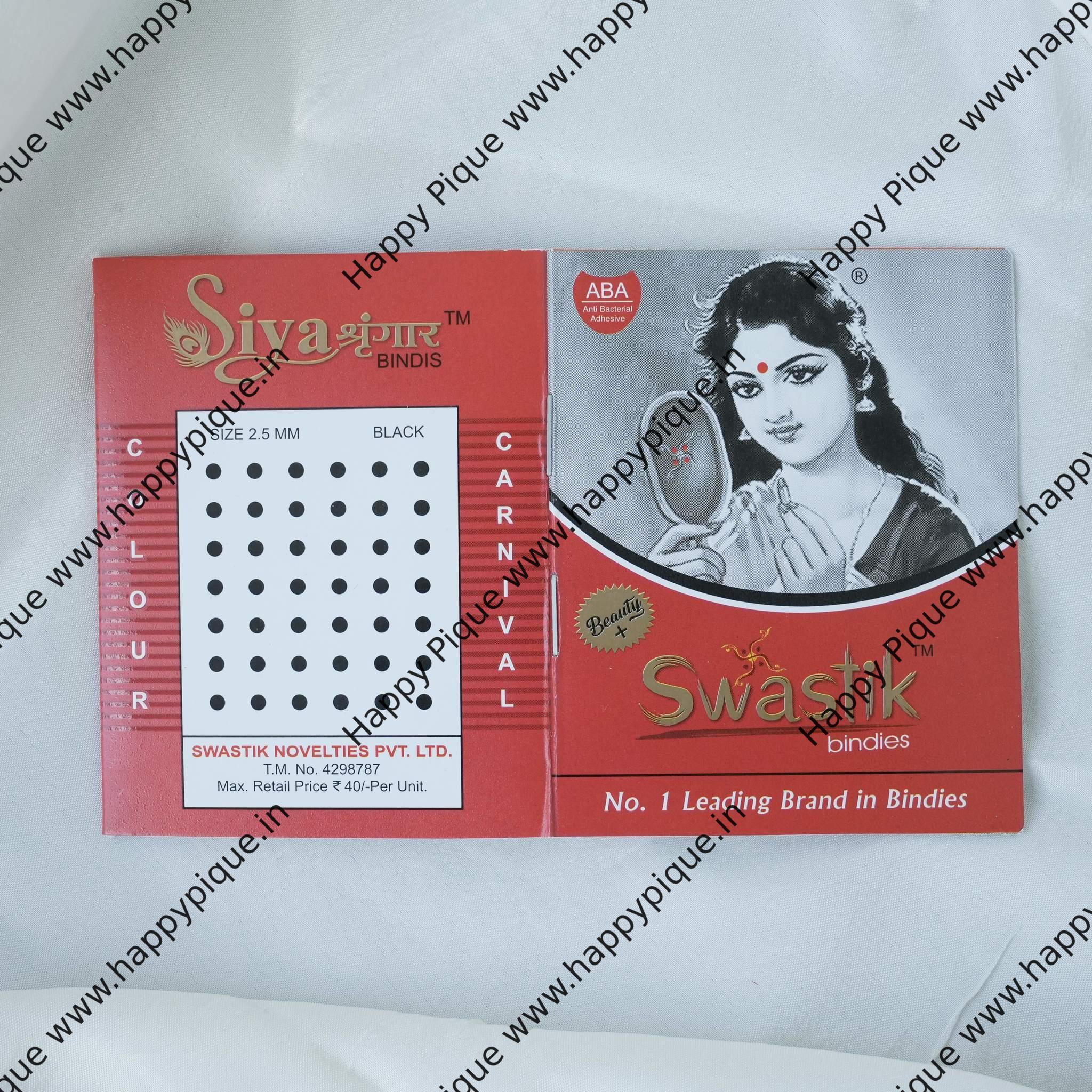 Plain Round Black Bindis Foldable Sheet - Size 2.5MM