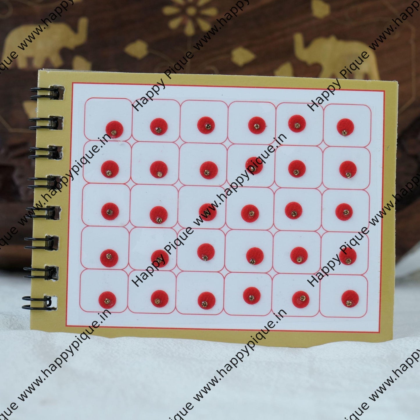 Round Multicolour Single Stone Fancy Velvet Bridal Bindis Sticker Kumkum Spiral Book - Size 5 - Swastik