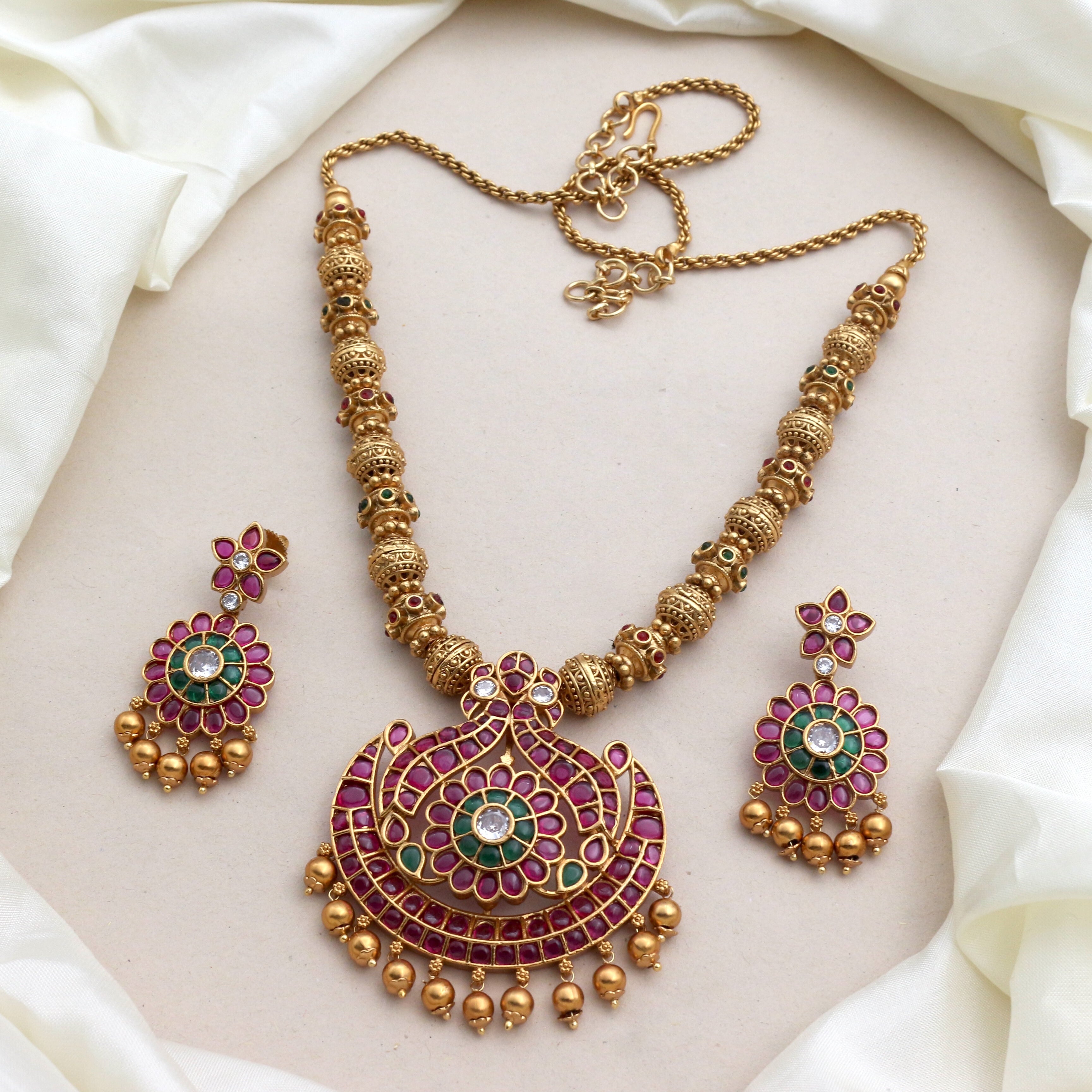 Premium Kemp Gandaberunda Balls Necklace Set