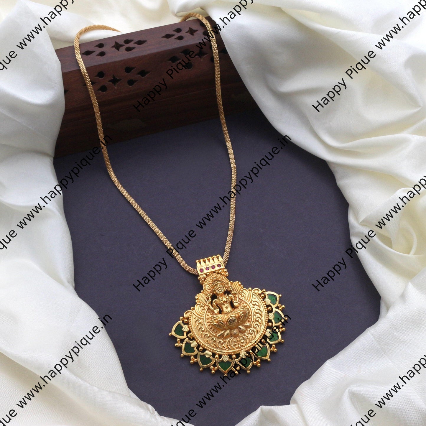 Real Gold Tone Kerala Lakshmi Palakka Pendant Chain