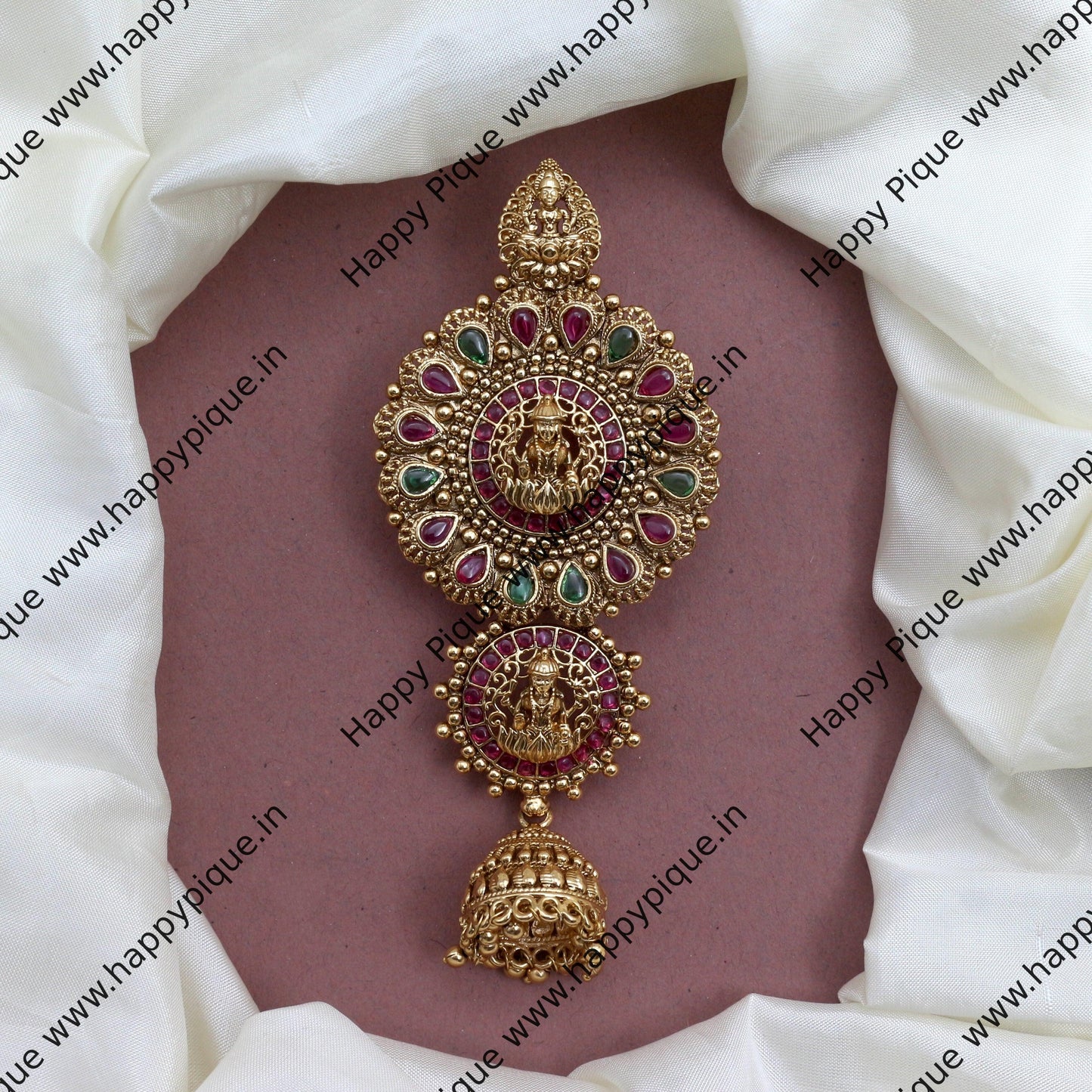 Premium Antique Gold Nagas Kemp Junior Bridal Choti - Lakshmi Kemp Chakra