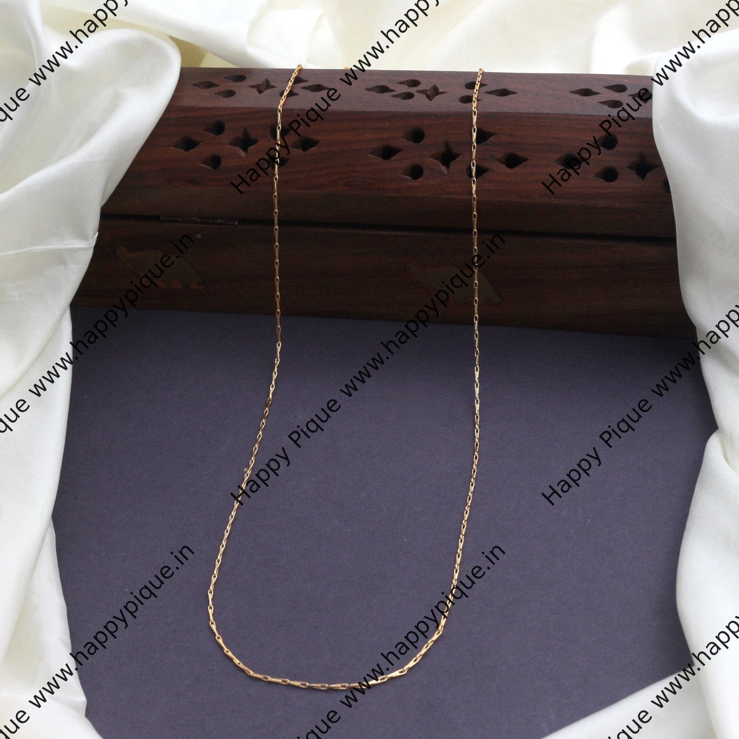 Real Gold Tone Traditional Small Rice Grain Chain - 24 Inches - SC004