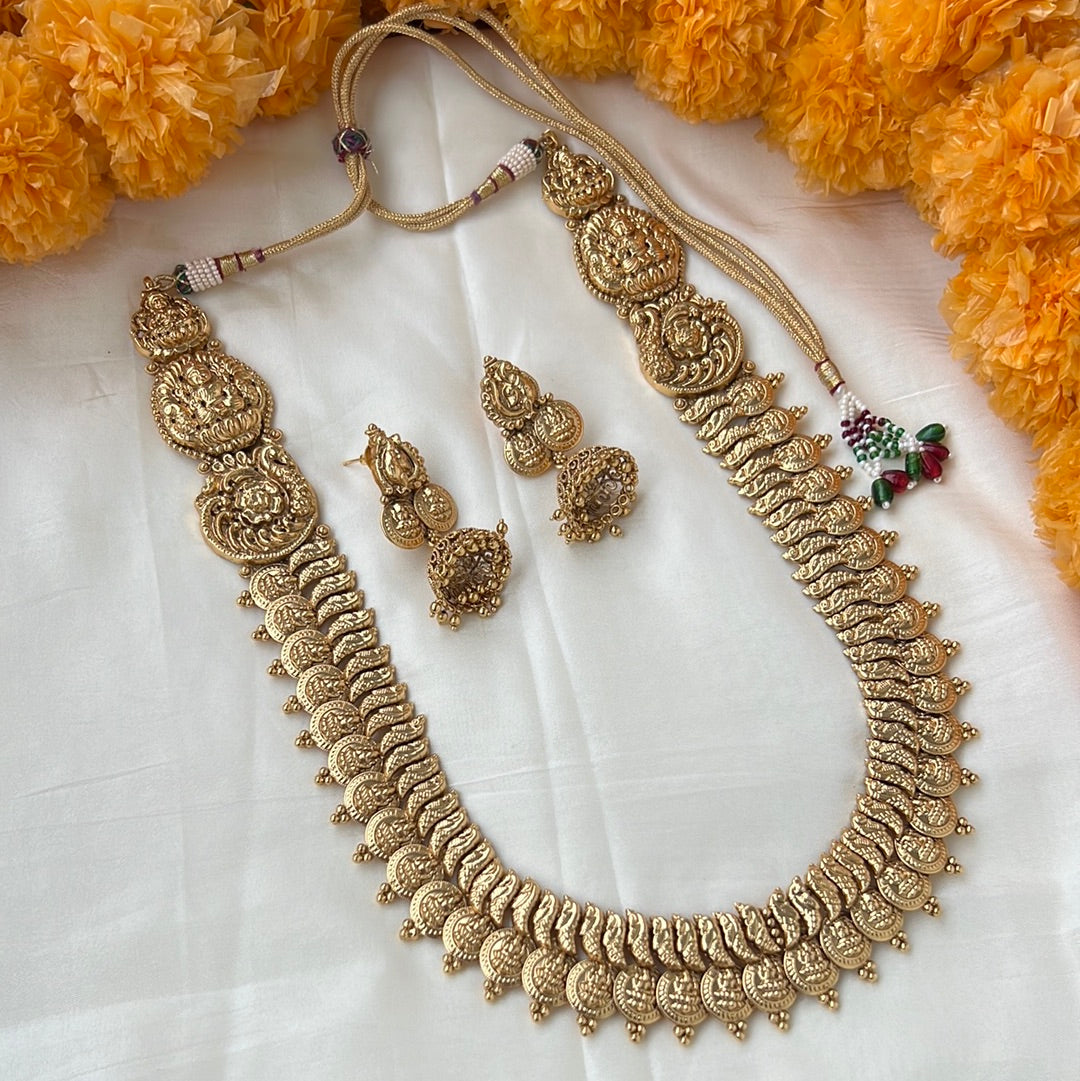 Premium Quality South Indian Temple Bridal Jewellery: Gold Look Annam Lakshmi Coin Haaram