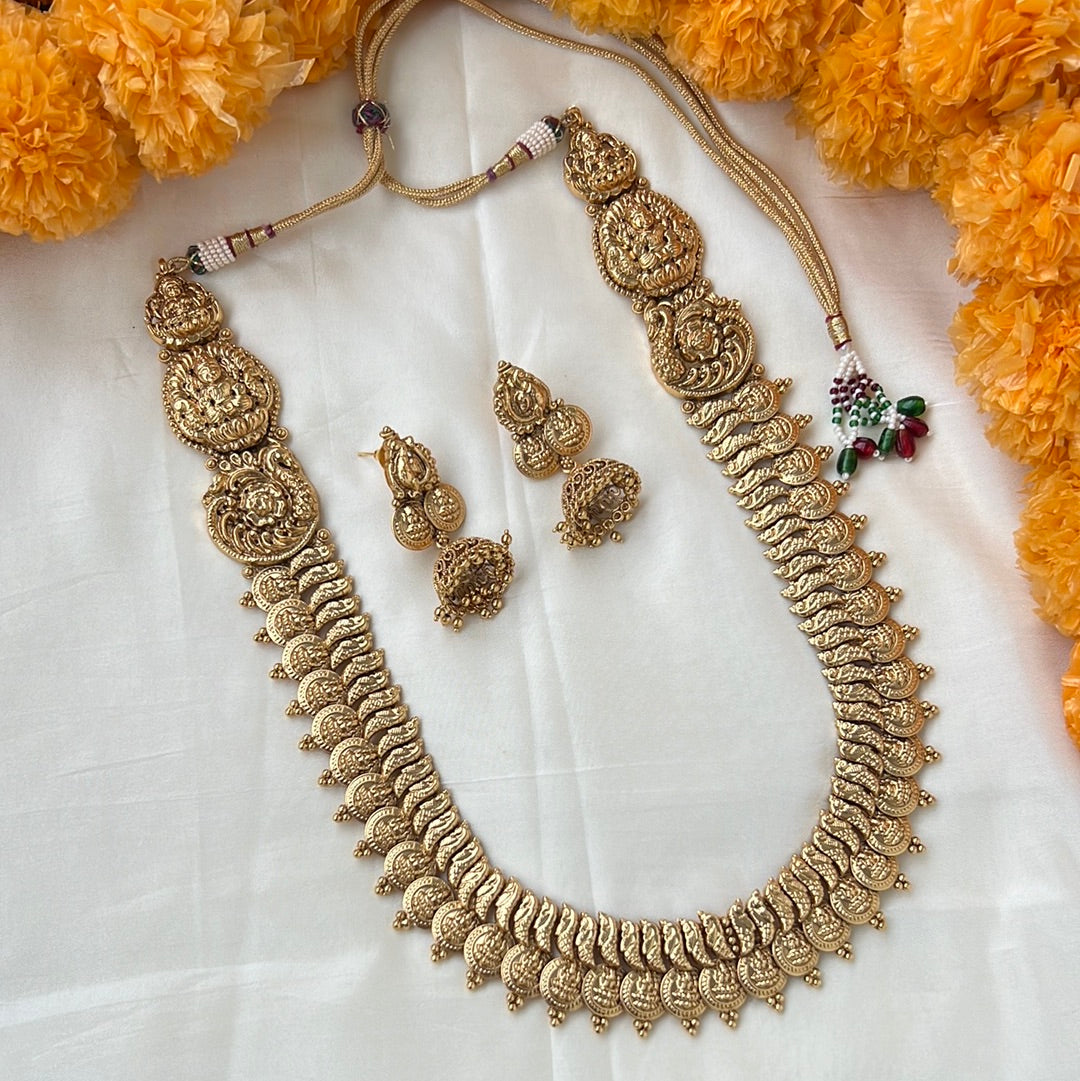 Premium Quality South Indian Temple Bridal Jewellery: Gold Look Annam Lakshmi Coin Haaram