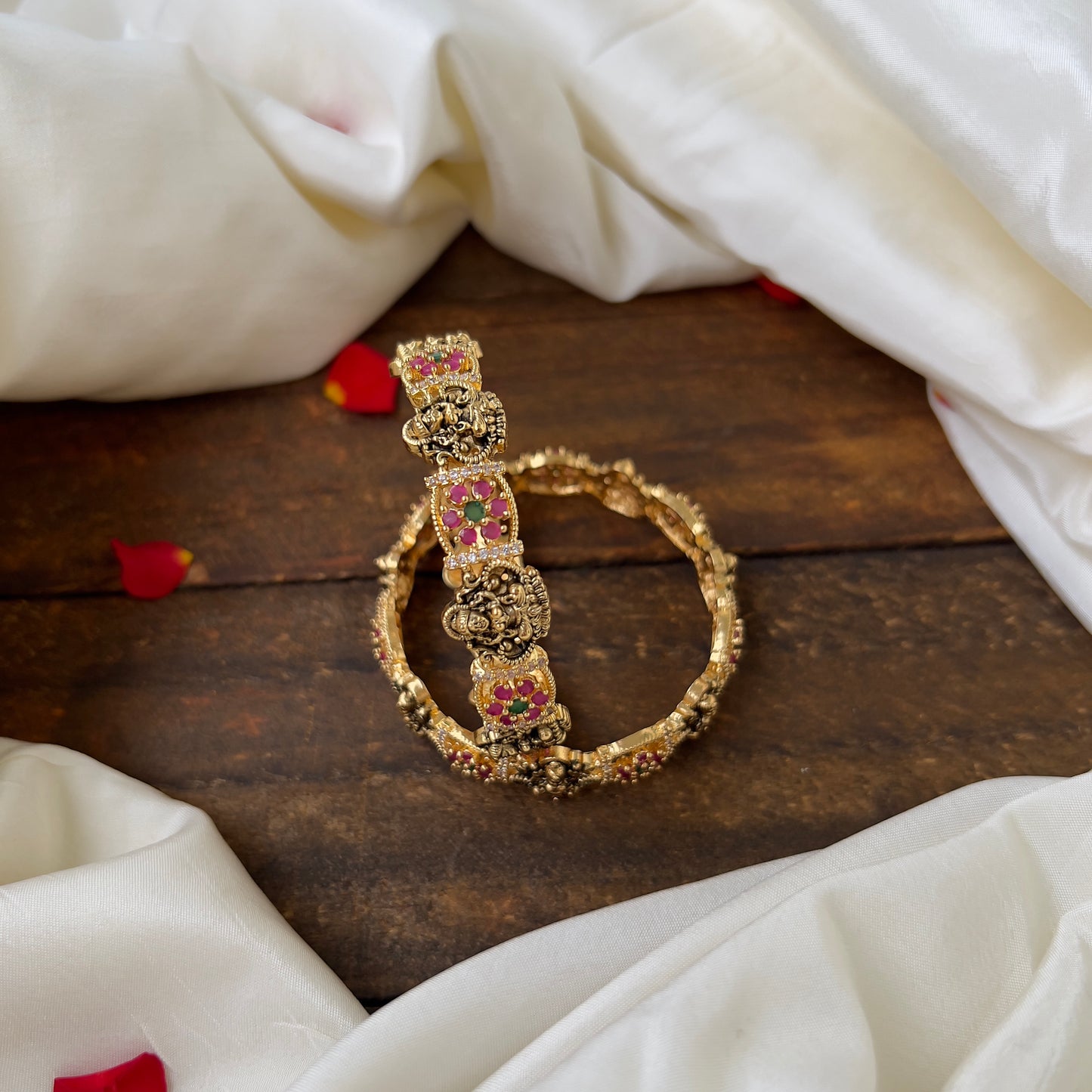 Beautiful AD Lakshmi Stone Flower Bangles: Elegant Accessories for Women