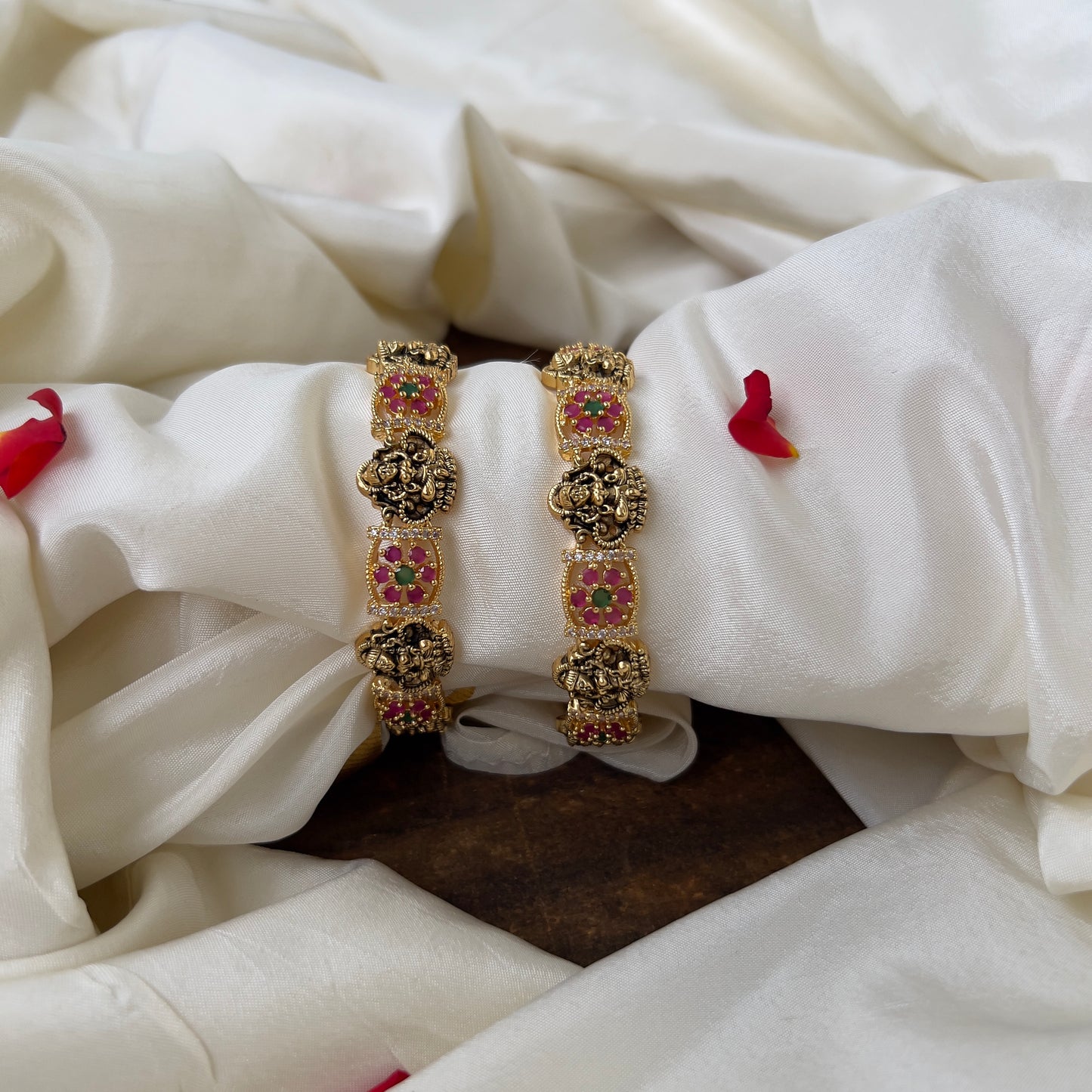 Beautiful AD Lakshmi Stone Flower Bangles: Elegant Accessories for Women