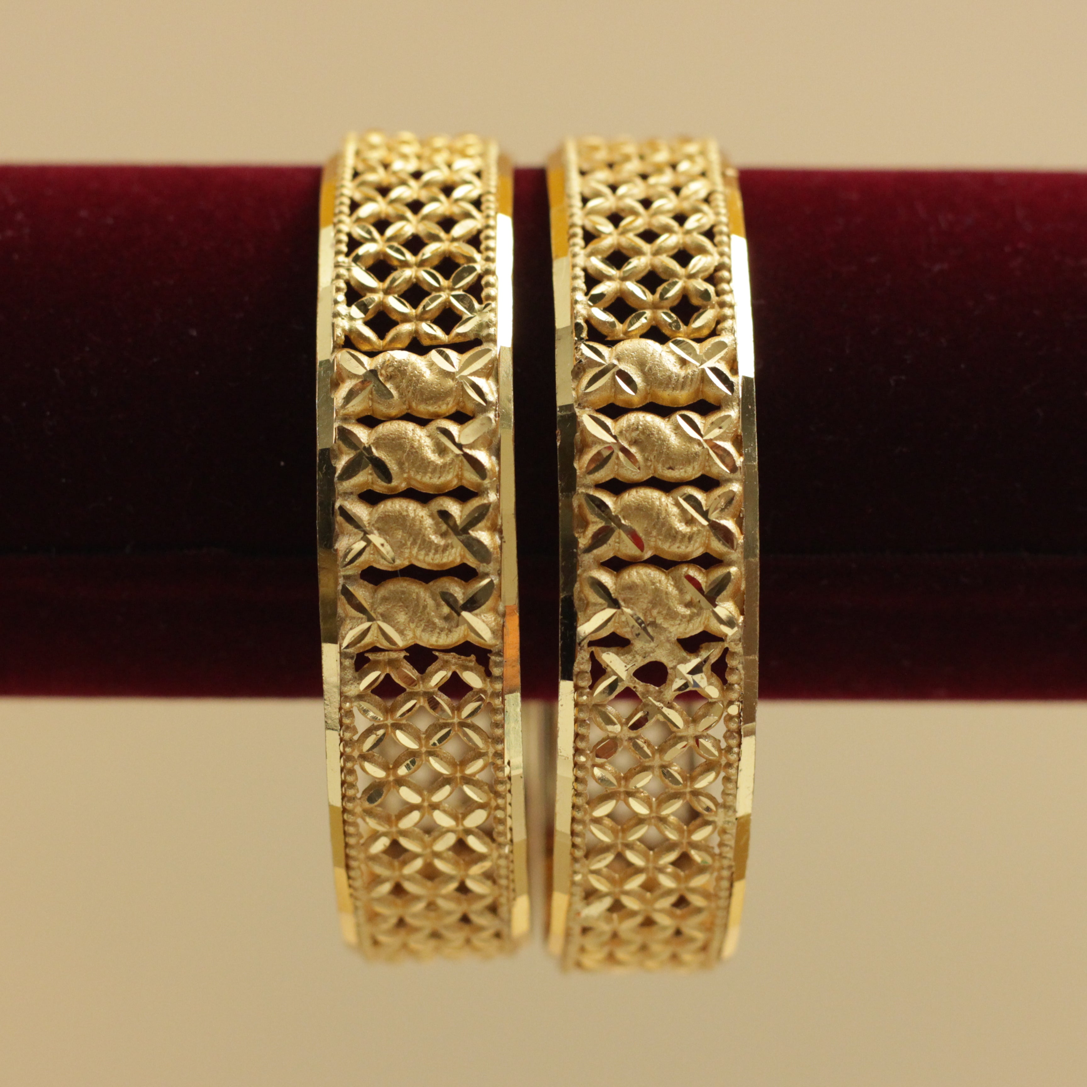 Real Gold Tone Thick Bangles - SS004 - Daily Wear/Office Wear/Function Wear Bangles