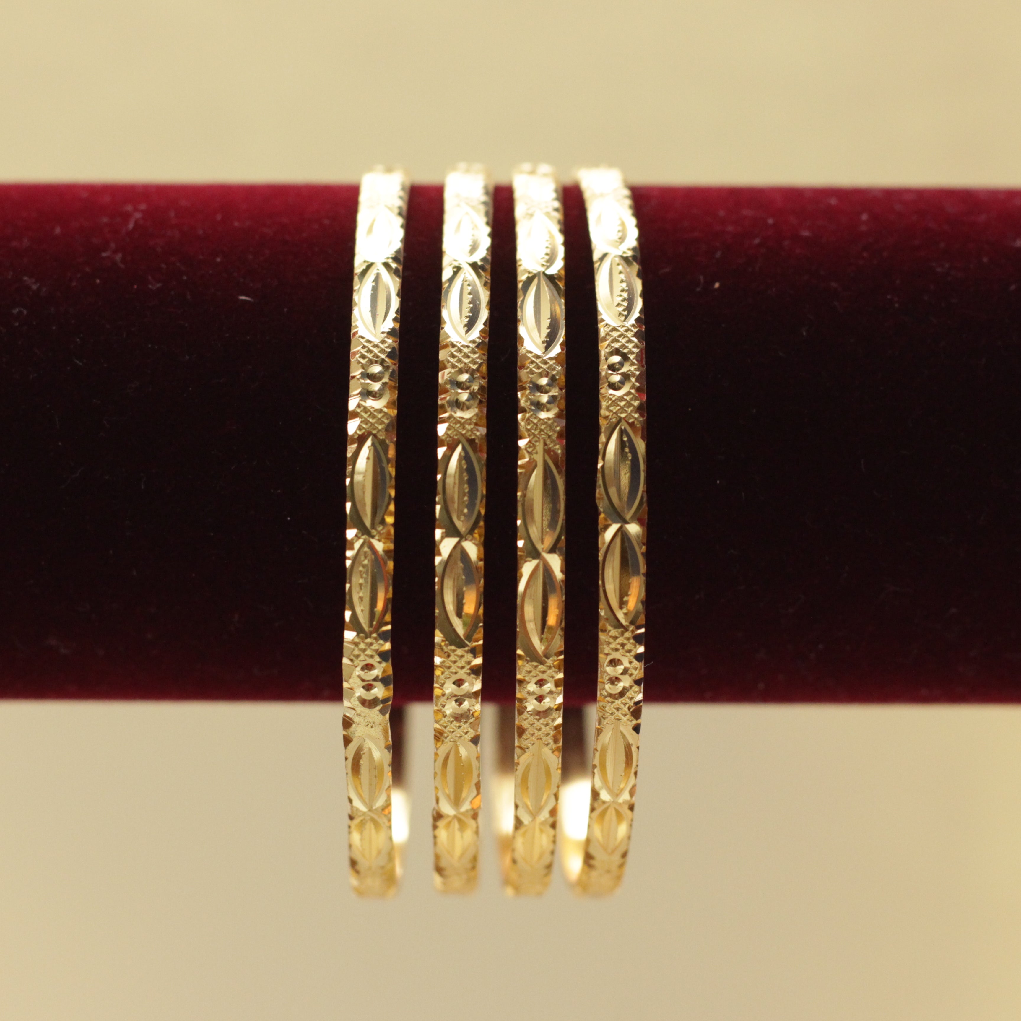 Real Gold Tone Set of 4 Bangles - SS022 - Daily Wear/Office Wear/Function Wear Bangles