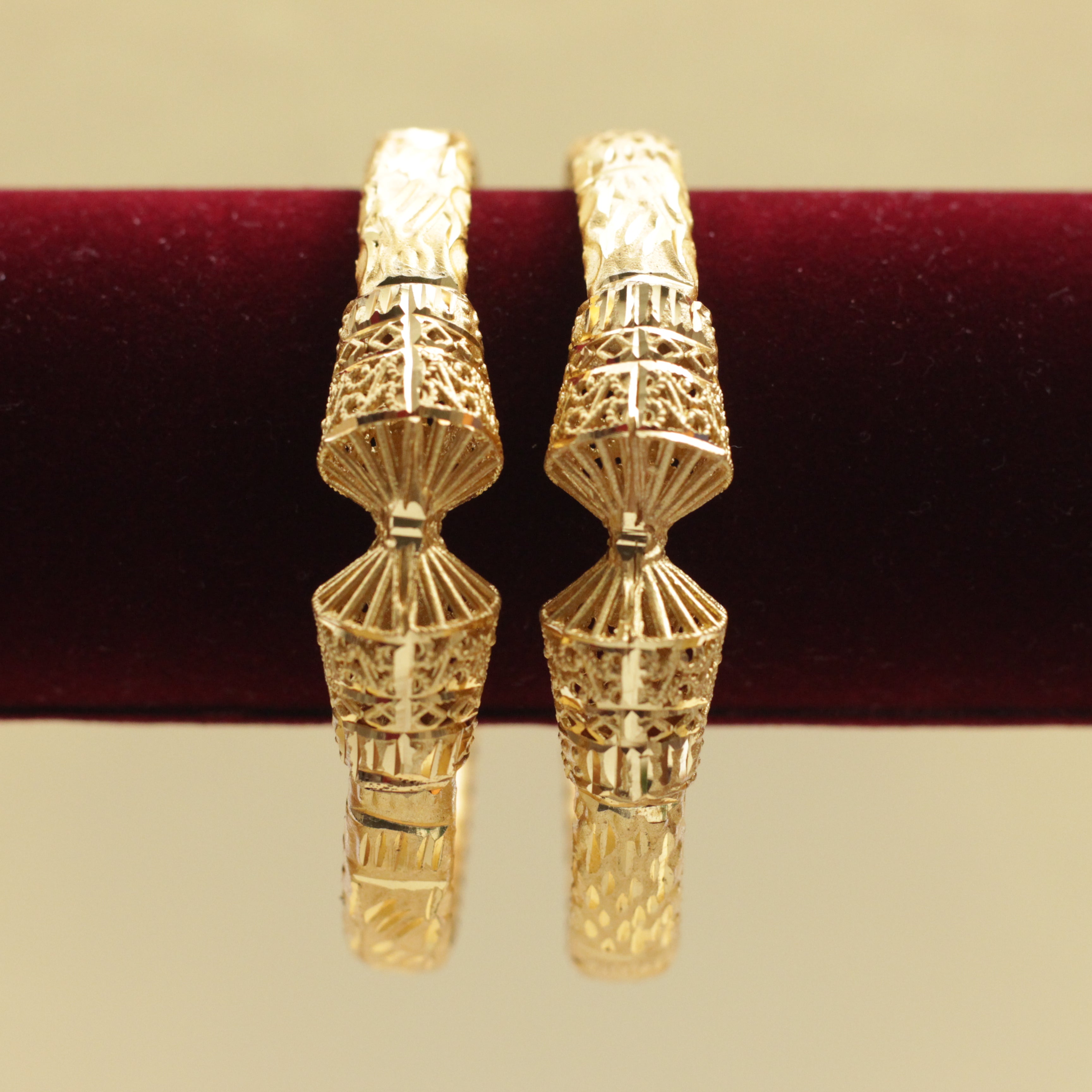 Real Gold Matte Tone Trumpet Kada Bangles - SS002 - Daily Wear/Office Wear/Function Wear Bangles