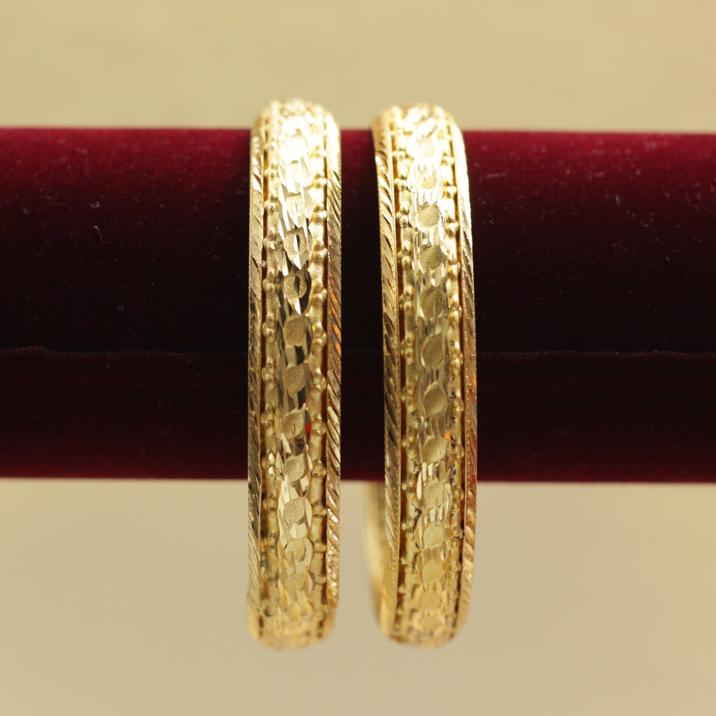 Real Gold Tone Set of 2 Bangles - SS010 - Daily Wear/Office Wear/Function Wear Bangles