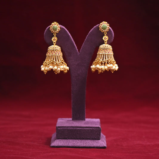 AD Flower Long Bridal Jhumkas