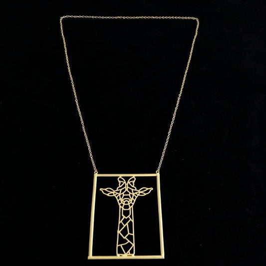 Delicate Gold Giraffe Contemporary Big Pendant Chain - Happy Pique 