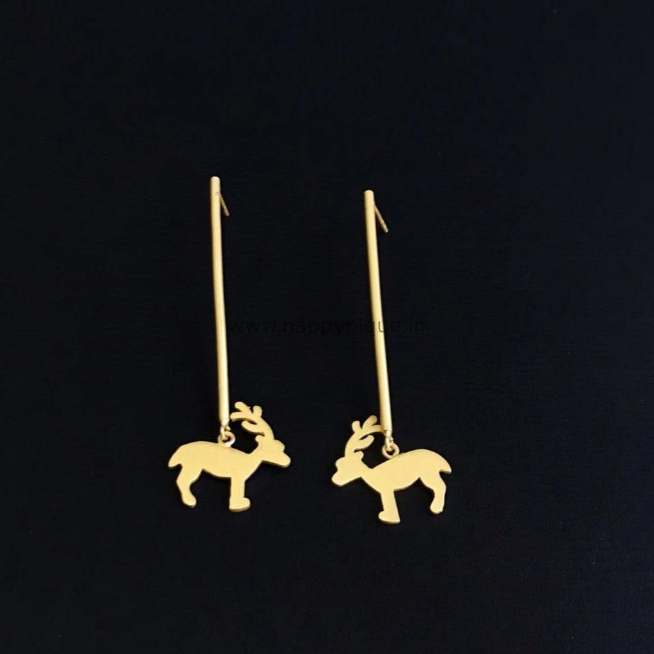 Contemporary Statement Long Deer Earrings - Happy Pique 