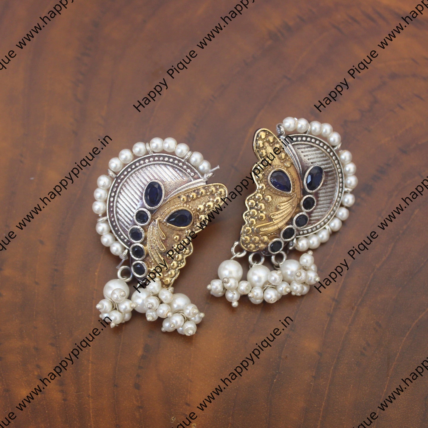 Two Tone CZ Butterfly Earrings - Happy Pique 