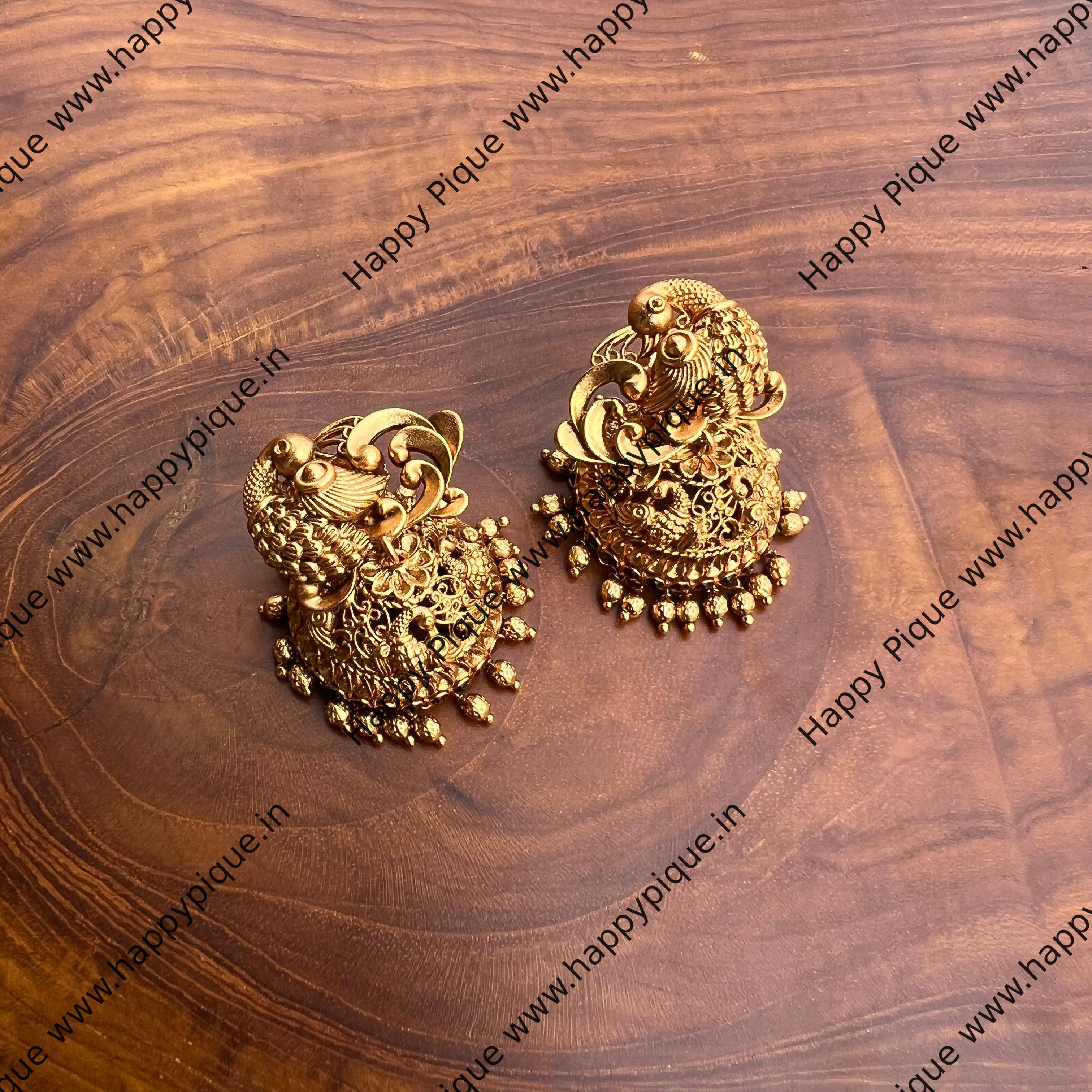 Traditional Mayil Bridal Kemp Jhumkas- Happy Pique