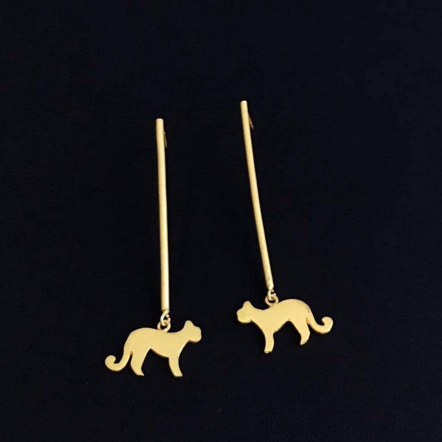 Contemporary Statement Long Cat Earrings - Happy Pique 