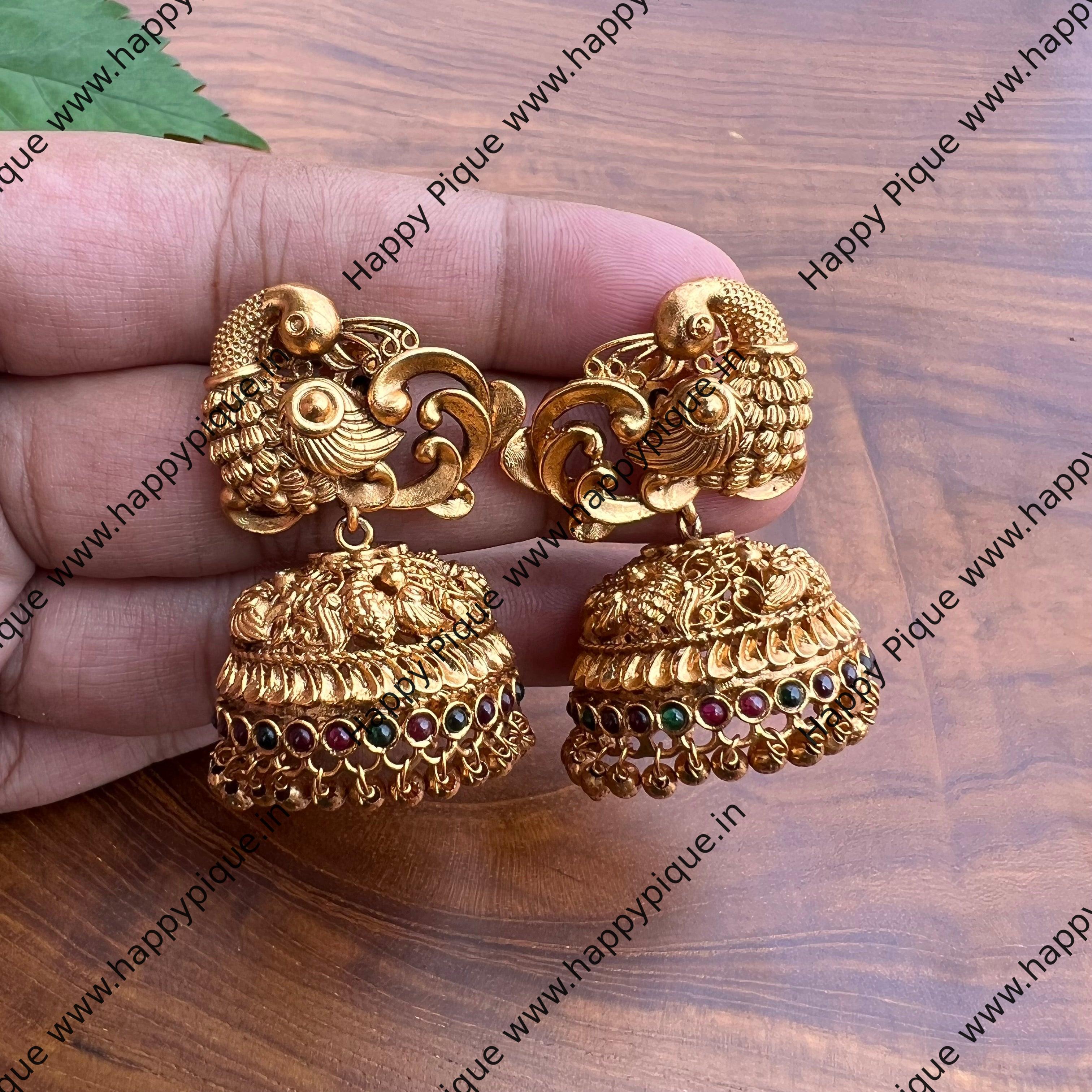 Traditional Mayil Bridal Kemp Jhumkas- Happy Pique