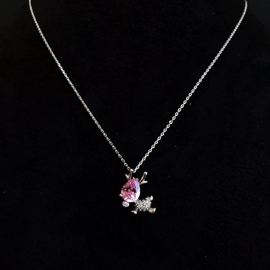 Delicate AD Cute Crystal Reindeer Pendant Chain - Happy Pique 