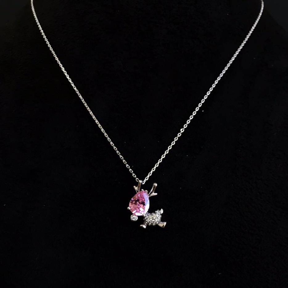 Delicate AD Cute Crystal Reindeer Pendant Chain - Happy Pique 