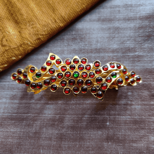 Kemp Stones Studded Designer Peacock French Barrette Hairclip - Happy Pique 